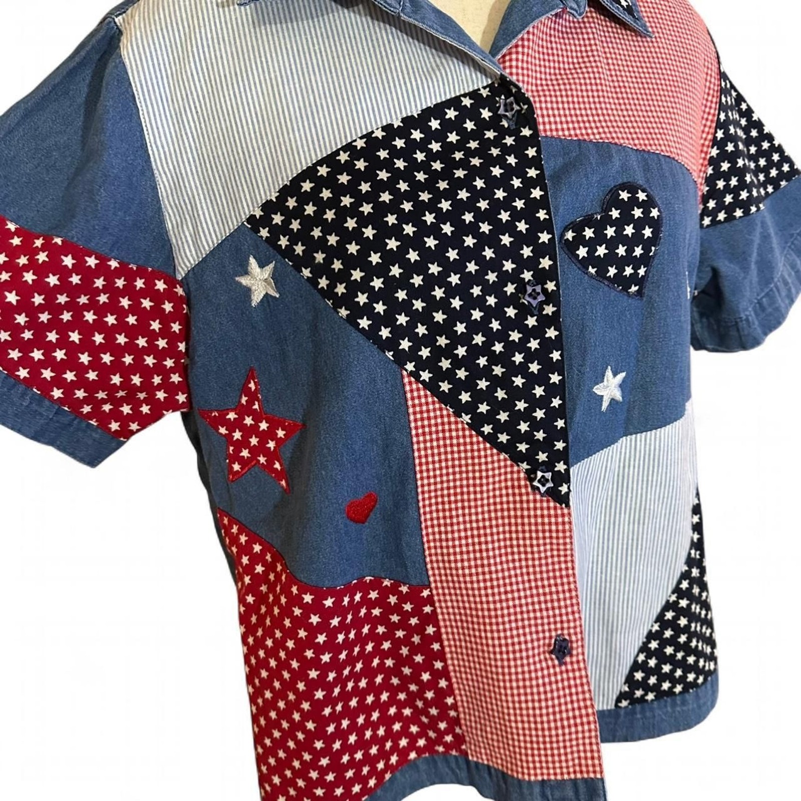 Tantrums 90s Cotton Western Americana Patchwork Button-Up