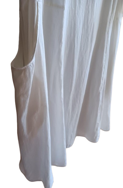 VTG FLAX Jeanne Engelhart White Linen Short Dress/Top Lagenlook – Size L!