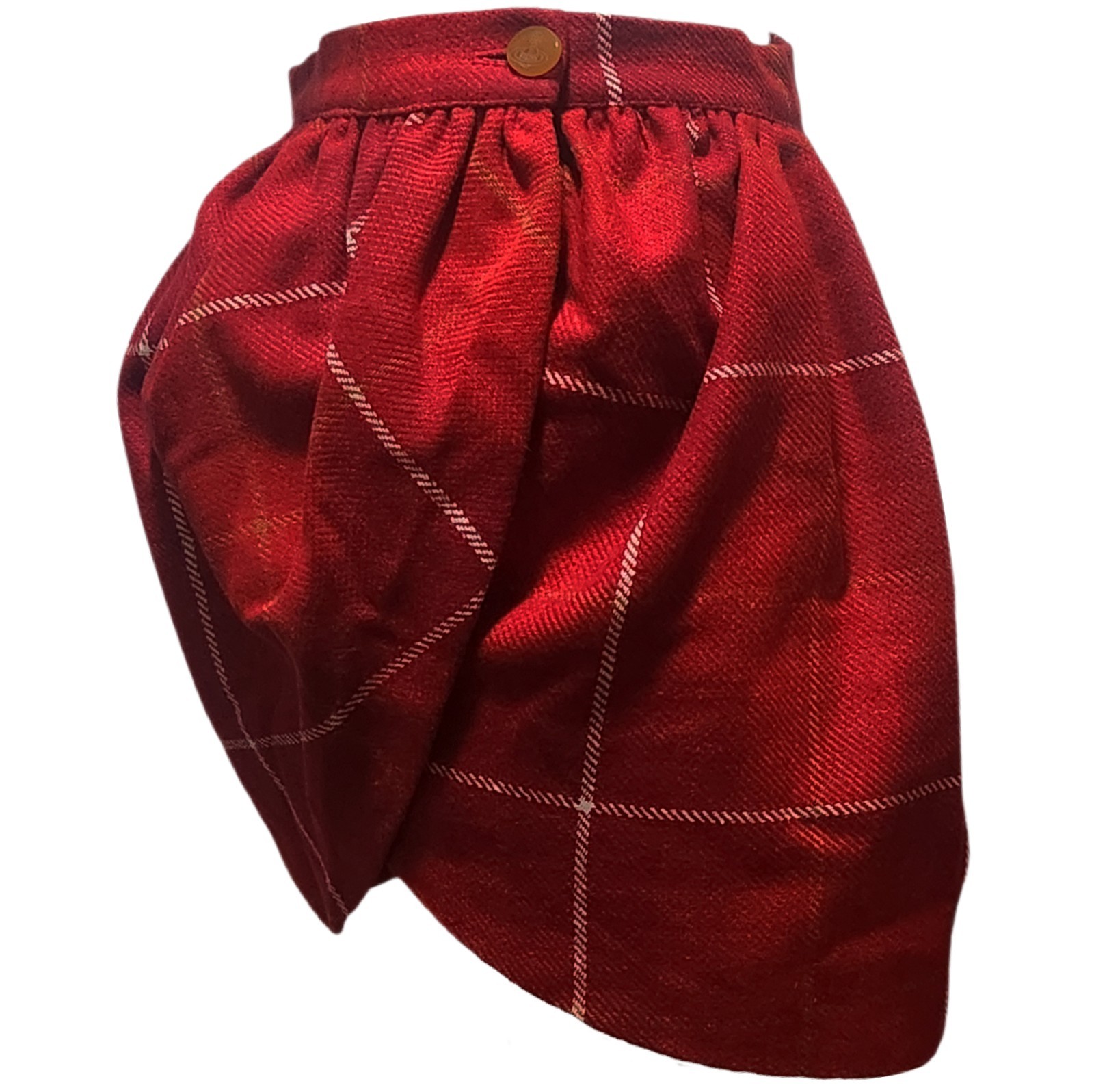 FW 1994 Vivienne Westwood On Liberty Wool Petales Skirt Plaid Red Mini Crini 90s