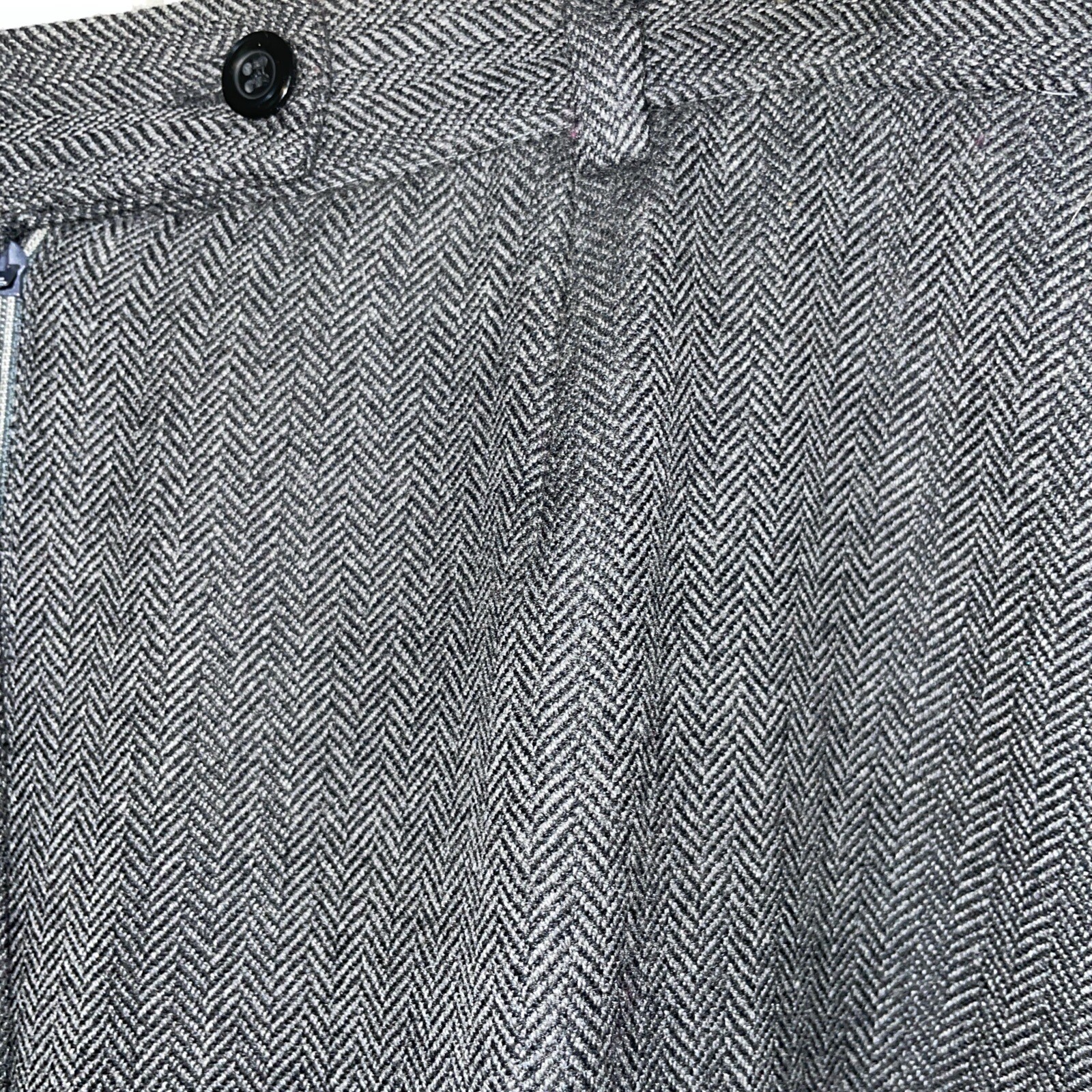 Vtg 1980’s David N. Sz 12 Herringbone 100% Wool Trousers High Waist Vintage