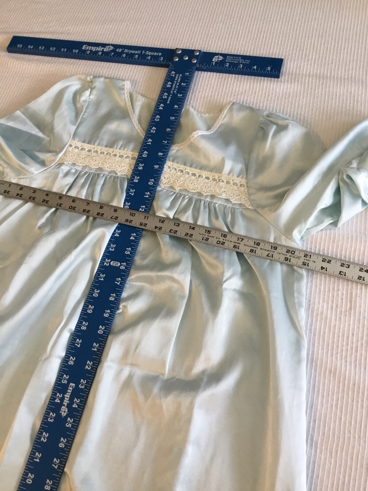 Nicole Vintage night gown Blue M USA poly cotton Blend Satin mid-calf