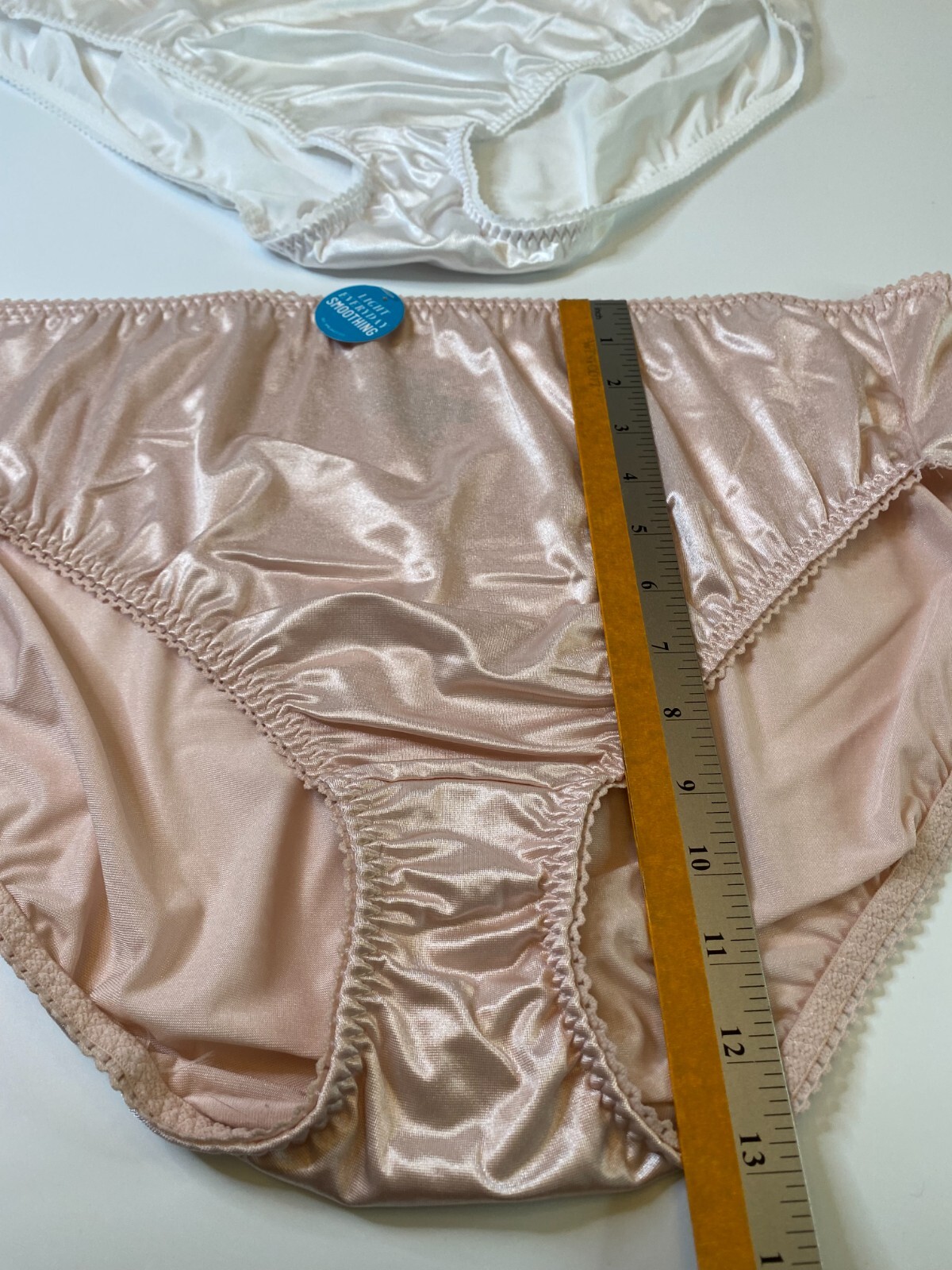 TWO VANITY FAIR Liquid NYLON PANTIES Size 5XL WHITE & PINK Shiny Second Skin 5X