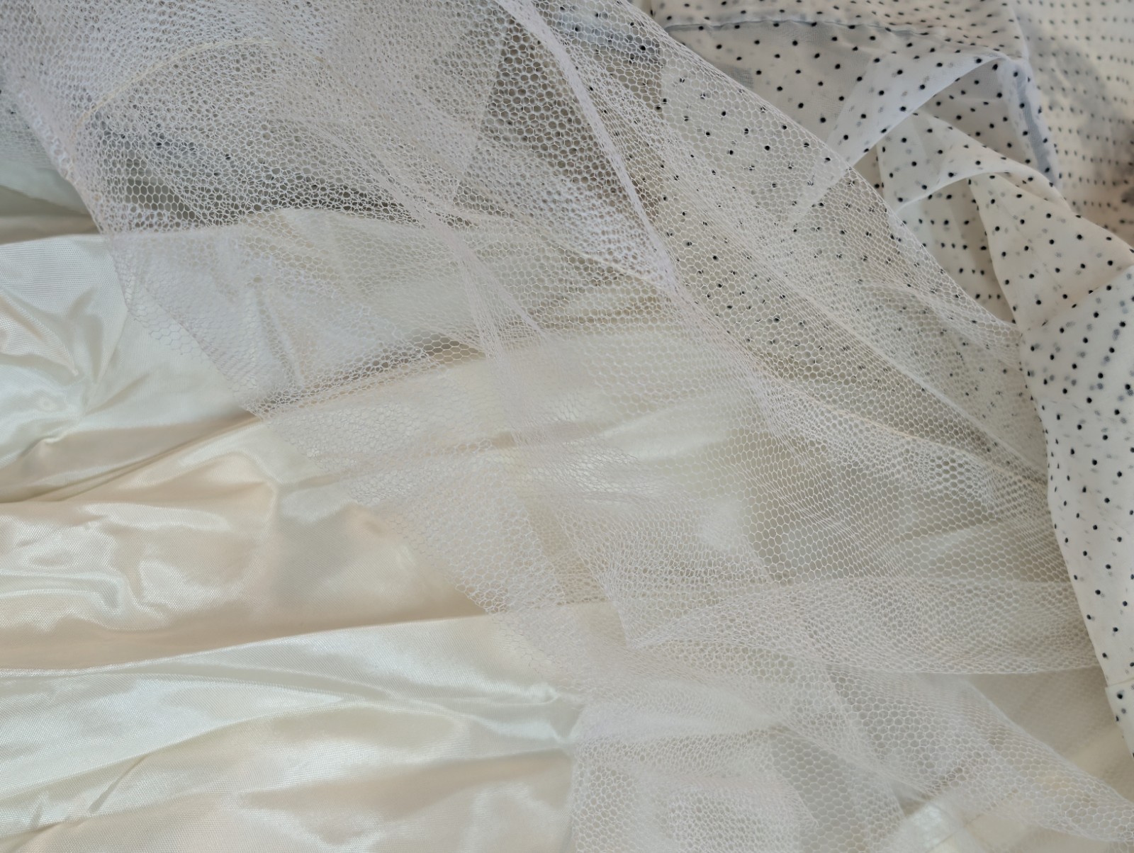 Vintage 50s New Look Flocked Party Dress Polka Dot Cupcake Tulle Prom Wedding