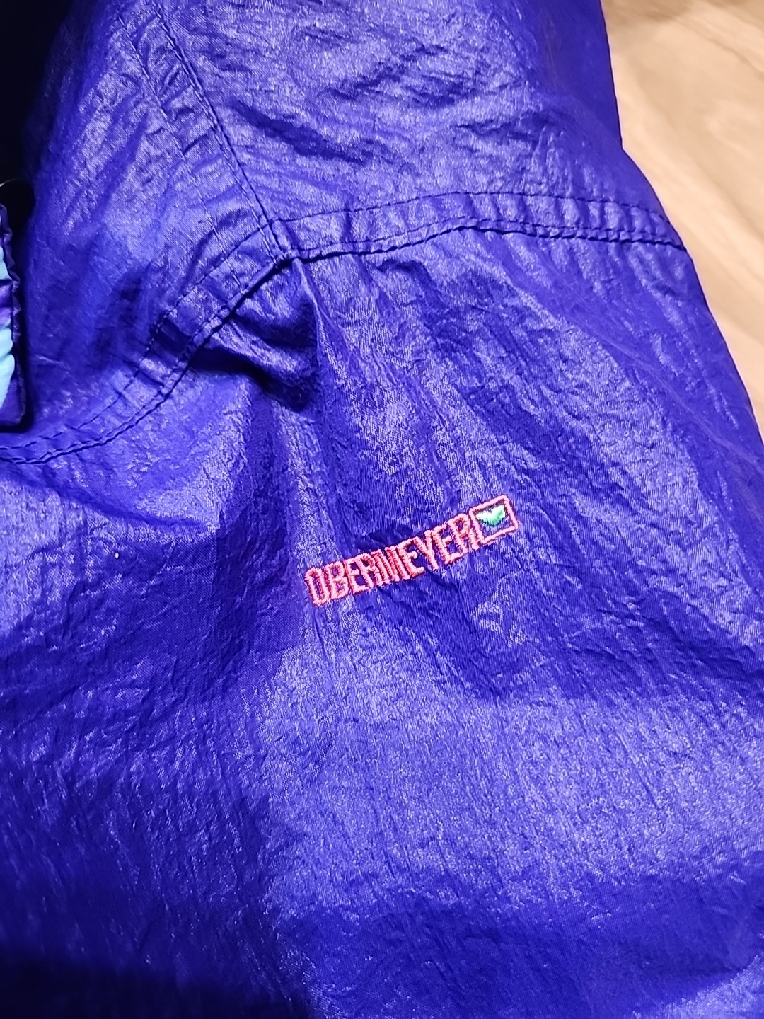 Vintage Obermeyer Wind Breaker Jacket 1980s Purple And Neon Abstract Snaps…