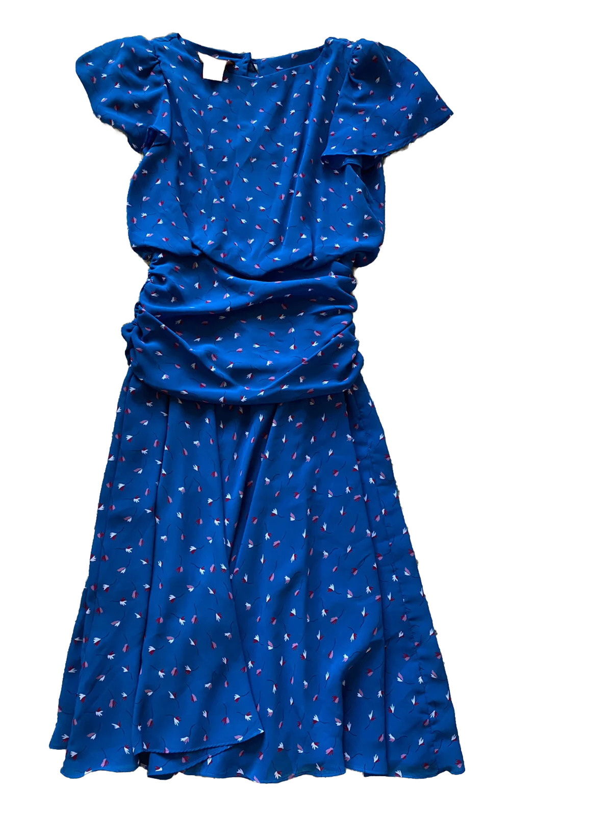 Vintage Dress Floral Blue Swing JT Midi 1990s Size 4
