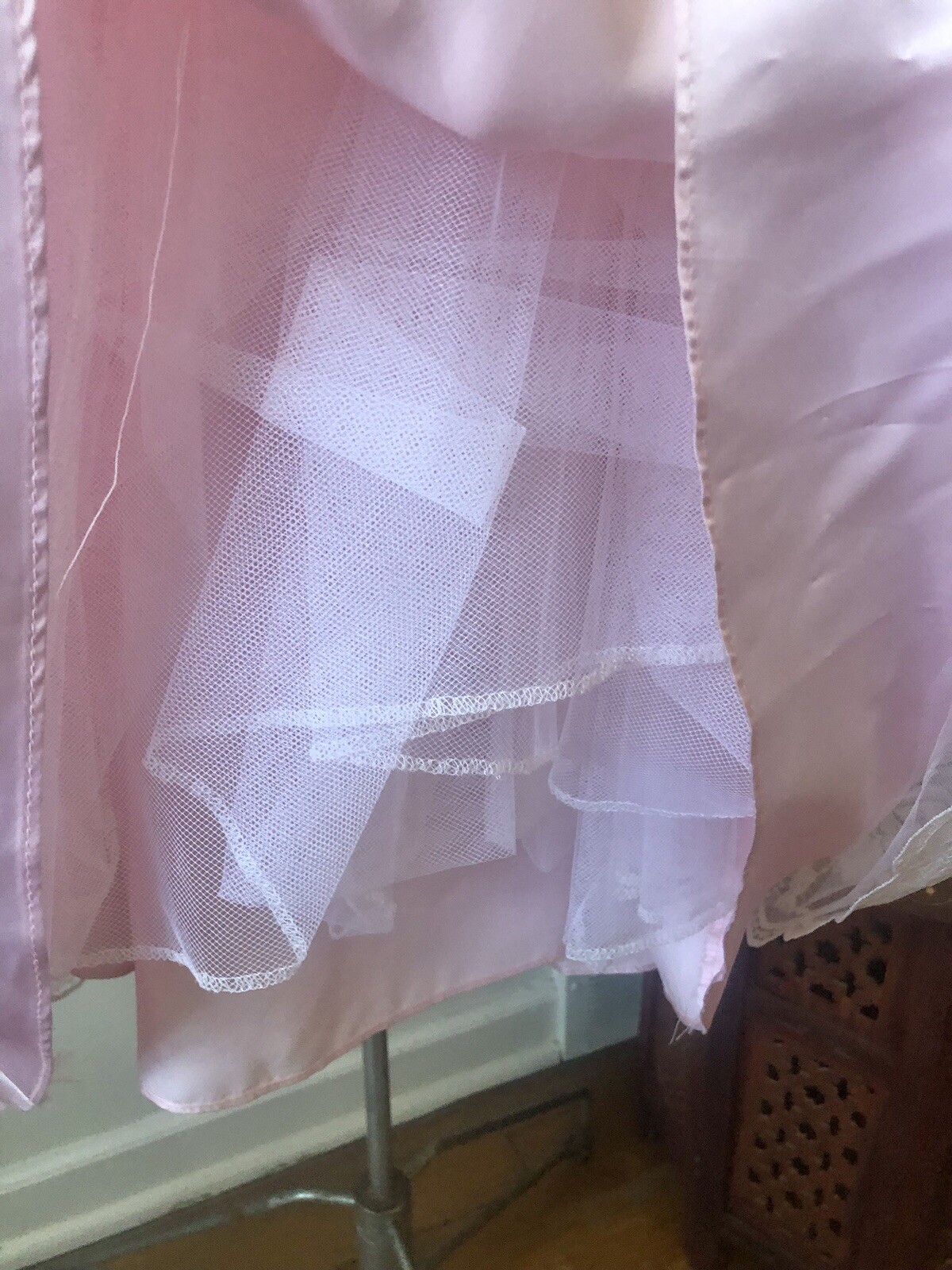 80’s Pink & White Lace Dress, XS