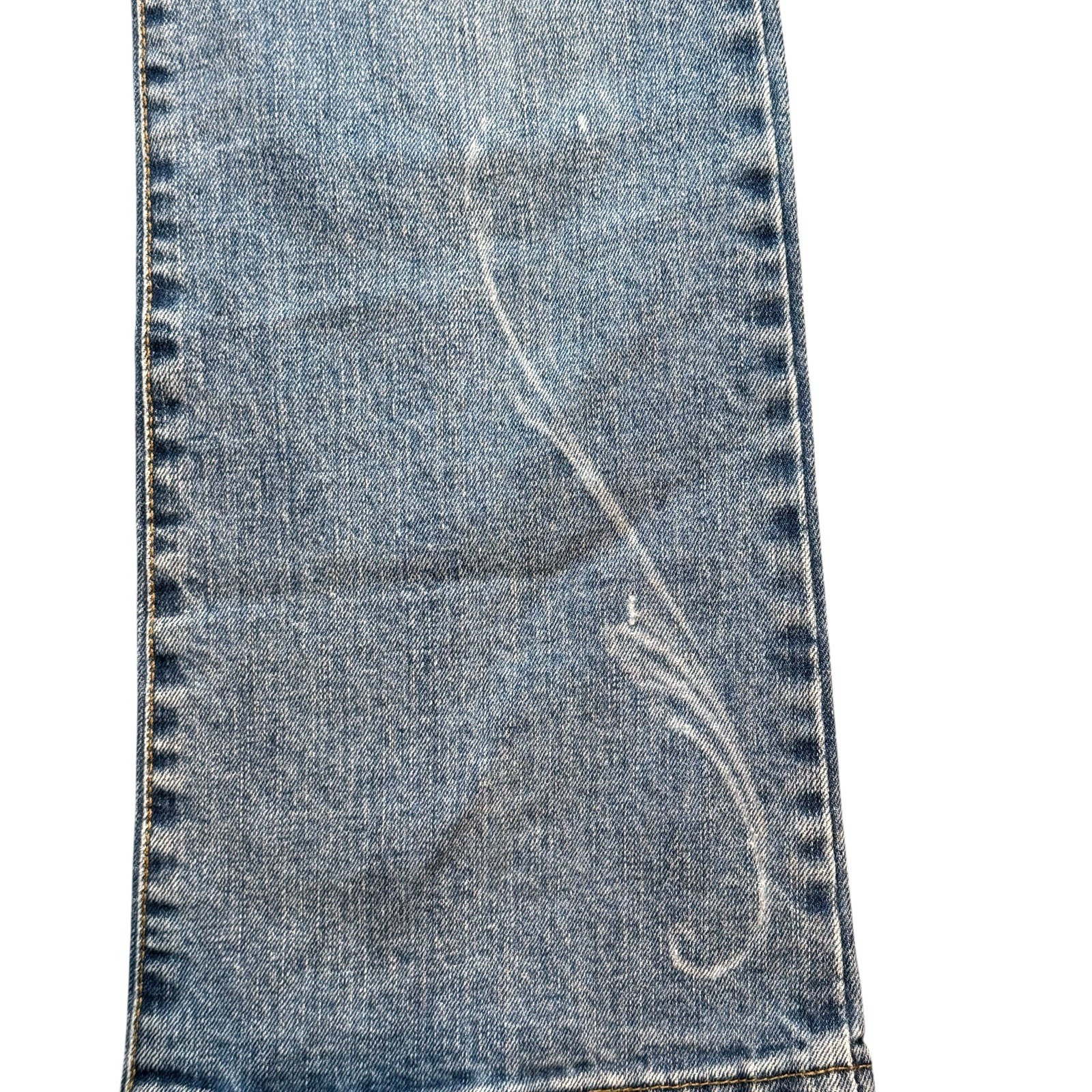 Women’s Light Wash Bootcut Jeans Mid Rise Distressed Denim Blue 30×33