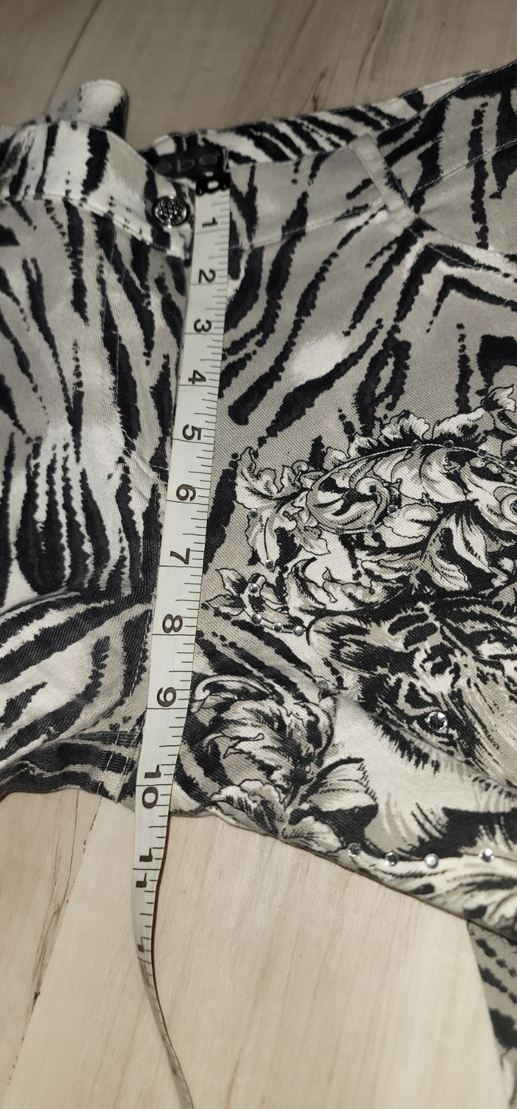 Vintage BEBE Tiger Vintage Black & White Rhinestone Pants – Made in France, S