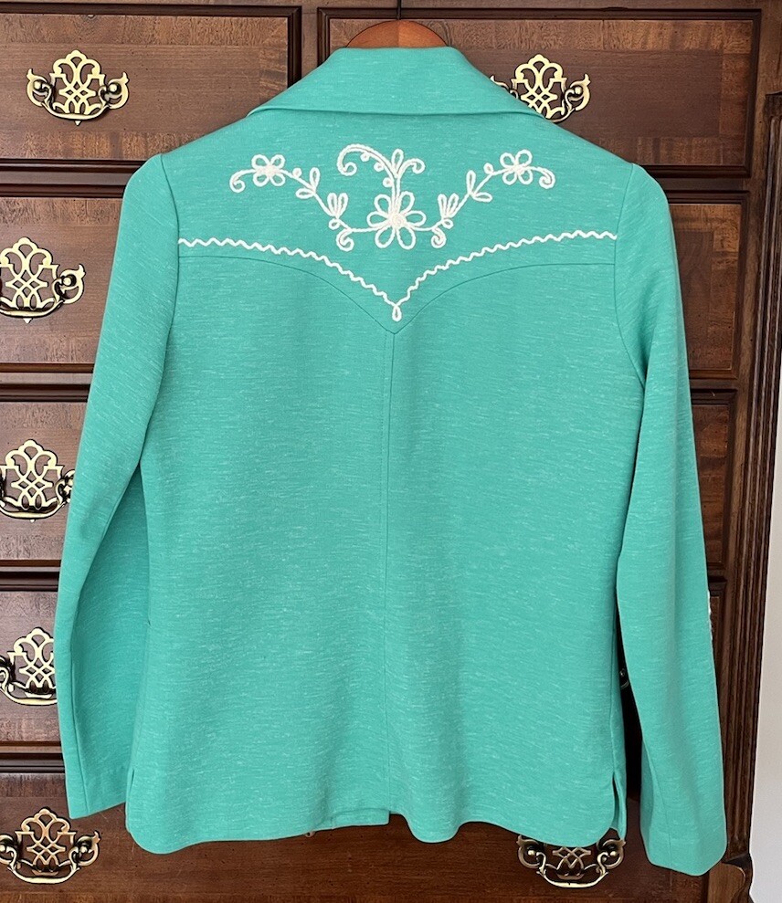 NARDIS OF DALLAS lightweight embroidered Jacket Blazer SMALL S heathered green