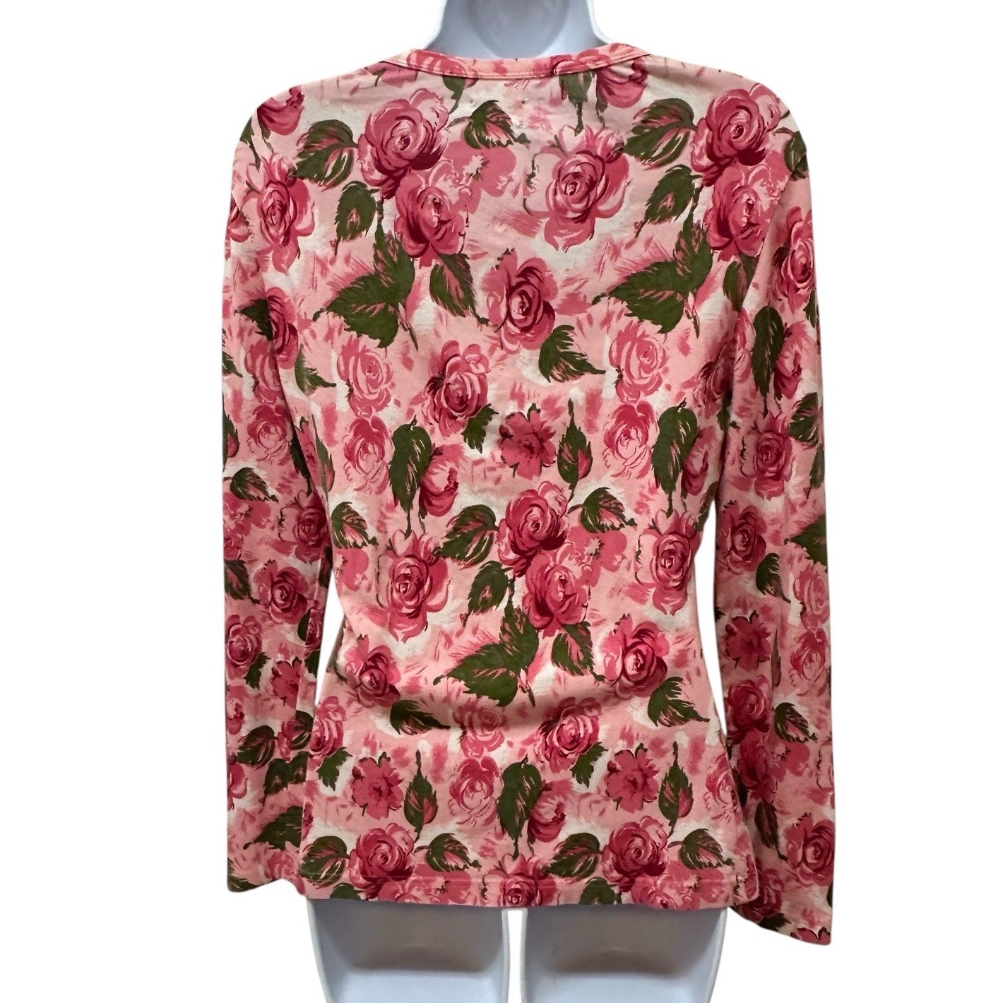 Vintage 1980’s ESPRIT Sport Pink Rose Long Sleeve T Shirt Women’s Size L