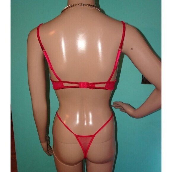 Vintage Vassarette Red Push Up Bra 34 C embroidery fishnet original tags