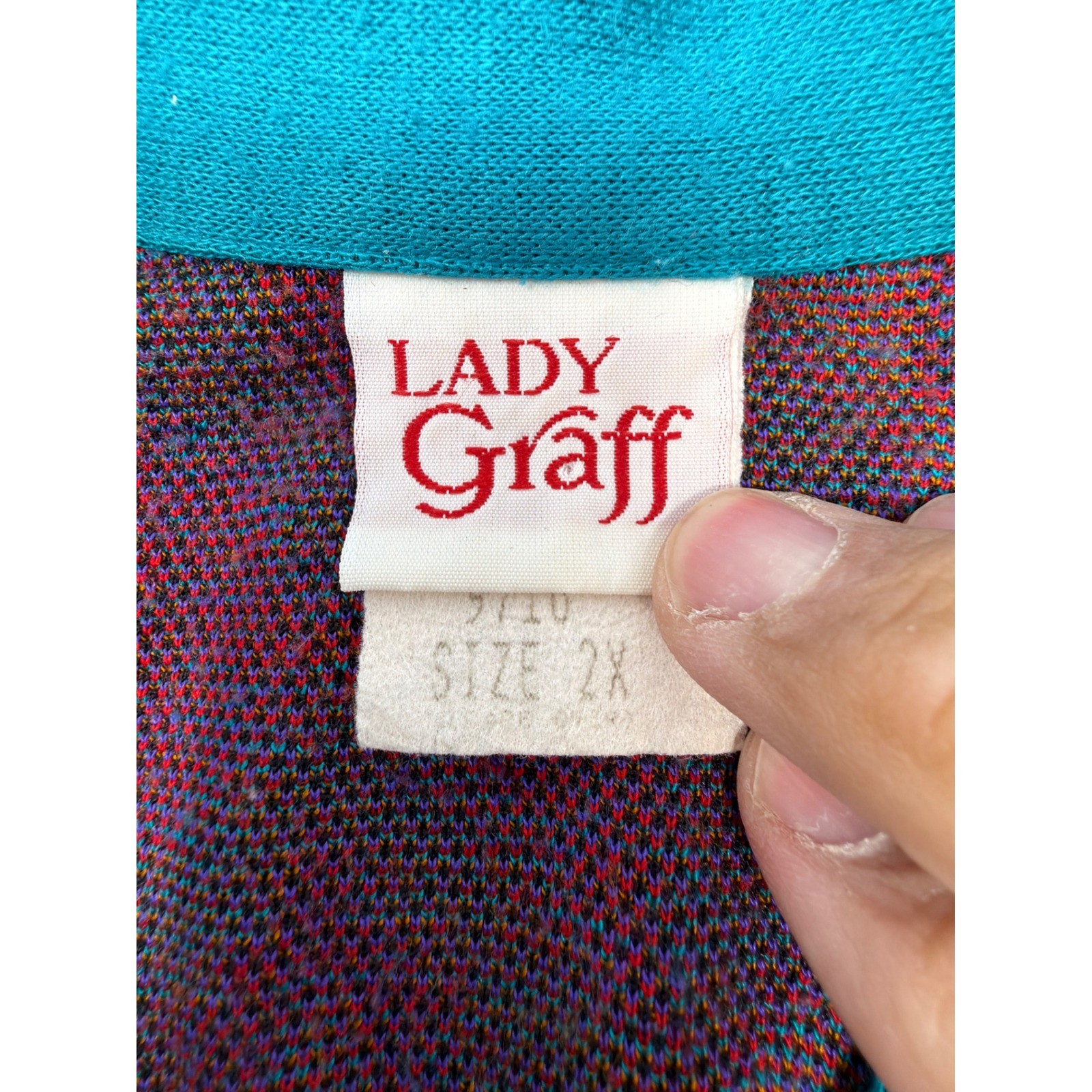 Lady Graff Vintage 90s Aztec Southwestern Sweater Polo Shirt 2X Plus Size USA