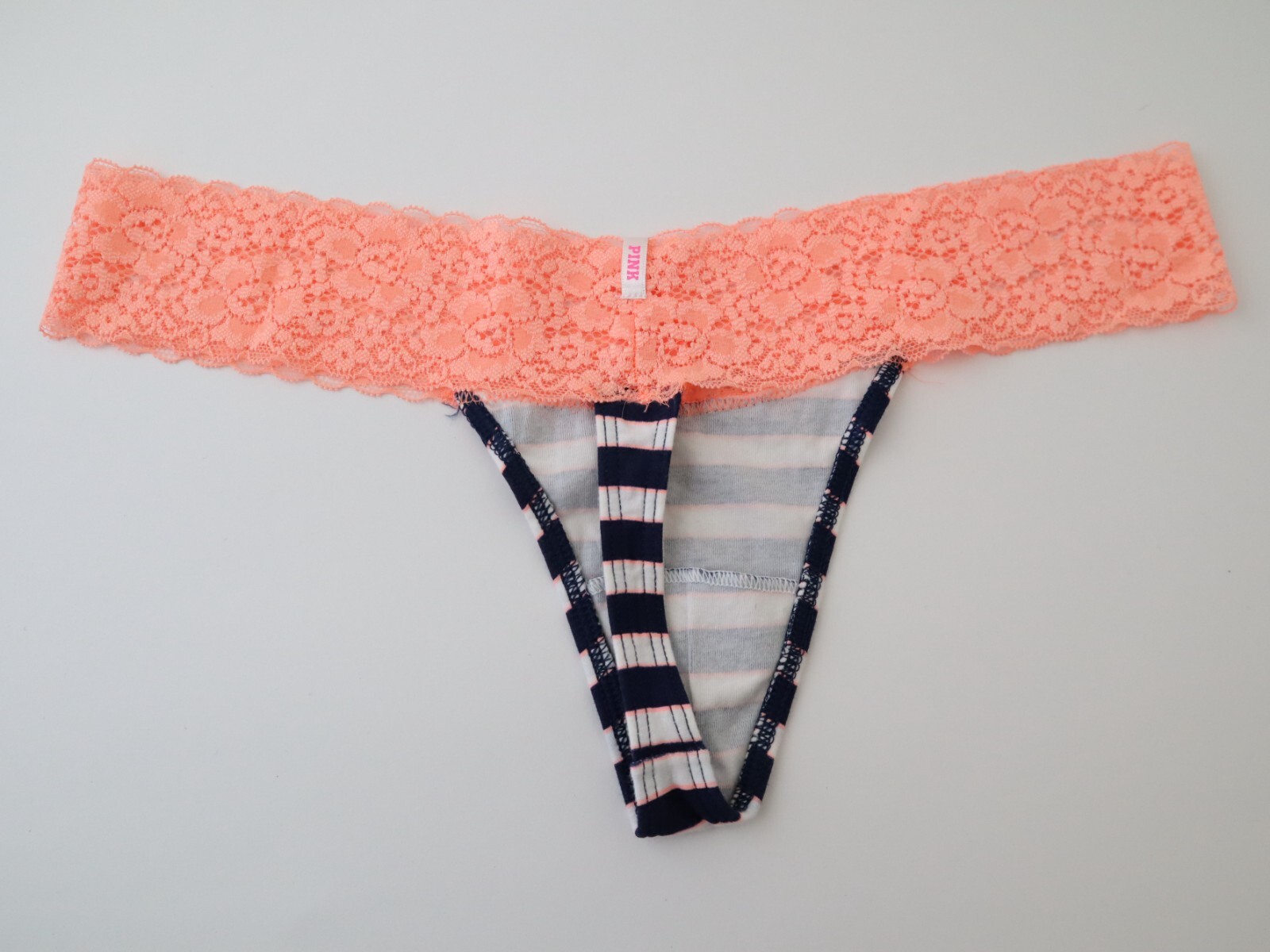 2 Vintage Victoria’s Secret PINK 2013 Lace Thong Panties Lot Size LARGE