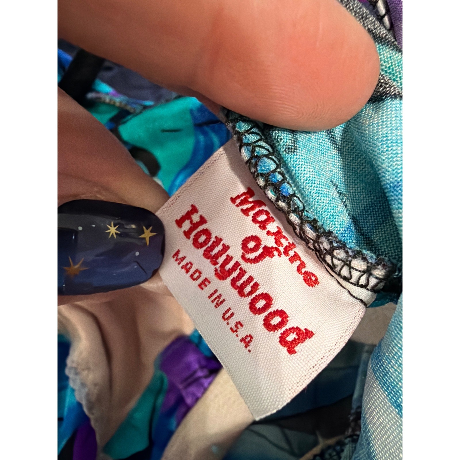 Maxine of Hollywood Swim Dress Women 16 Blue Purple Tropical Leaf Vintage 90s
