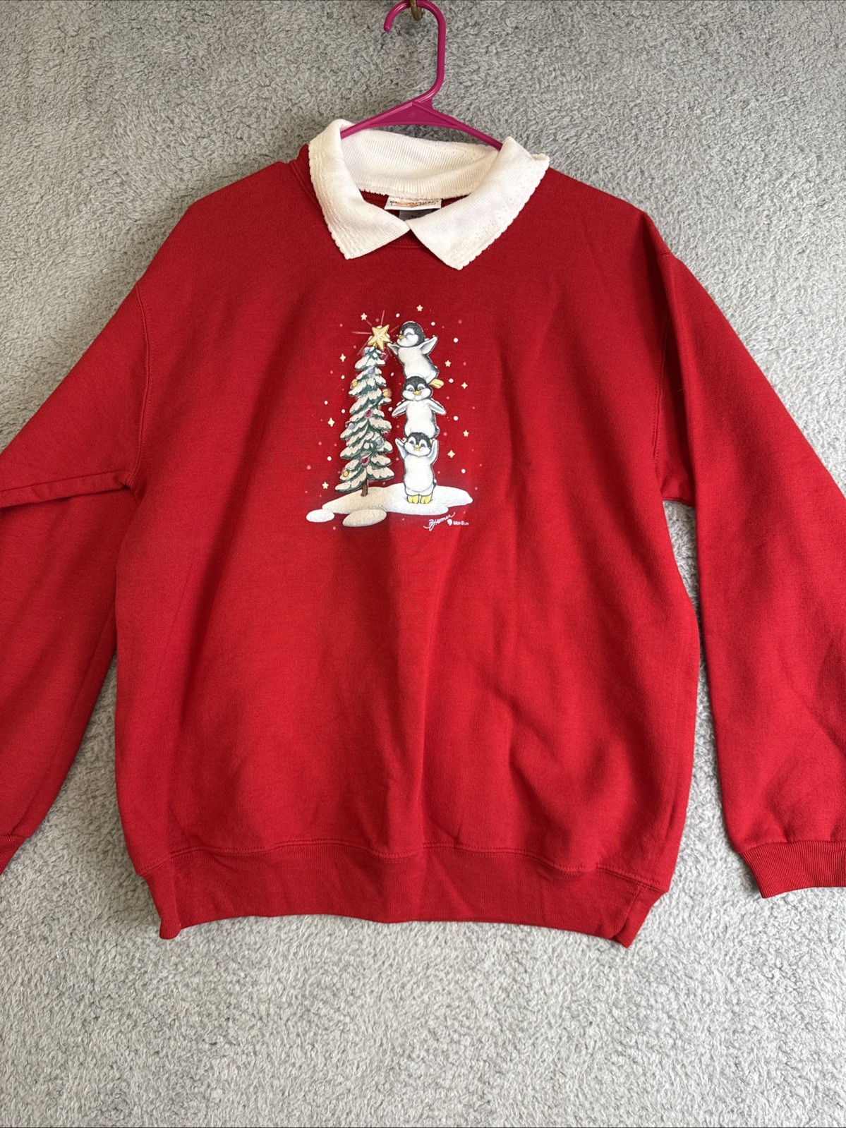 Morning Sun Vintage Crewneck Pullover Sweatshirt Large Penguin Christmas B Hamer