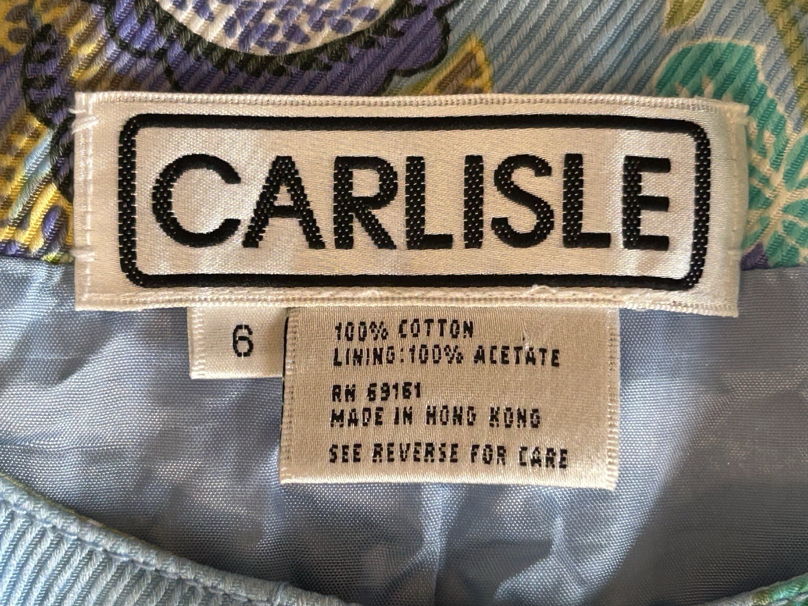 Vintage Carlisle Women’s Floral Corduroy Jacket 6 Fitted Blue Cotton Paisley 90s