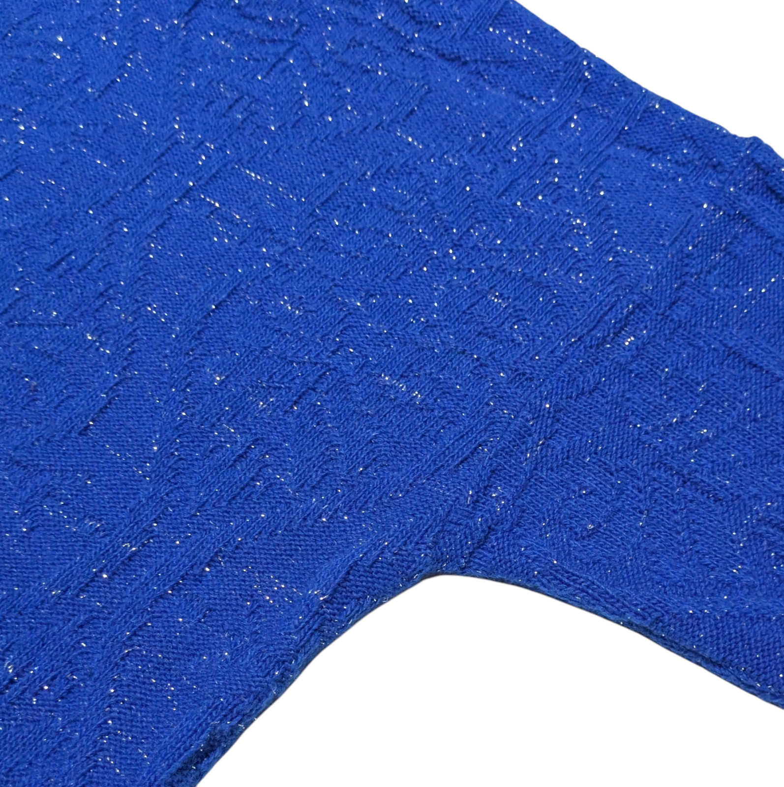 Vintage Women’s M Knit Sweater Top Blue Silver Metallic Retro Preppy Glam 1980s