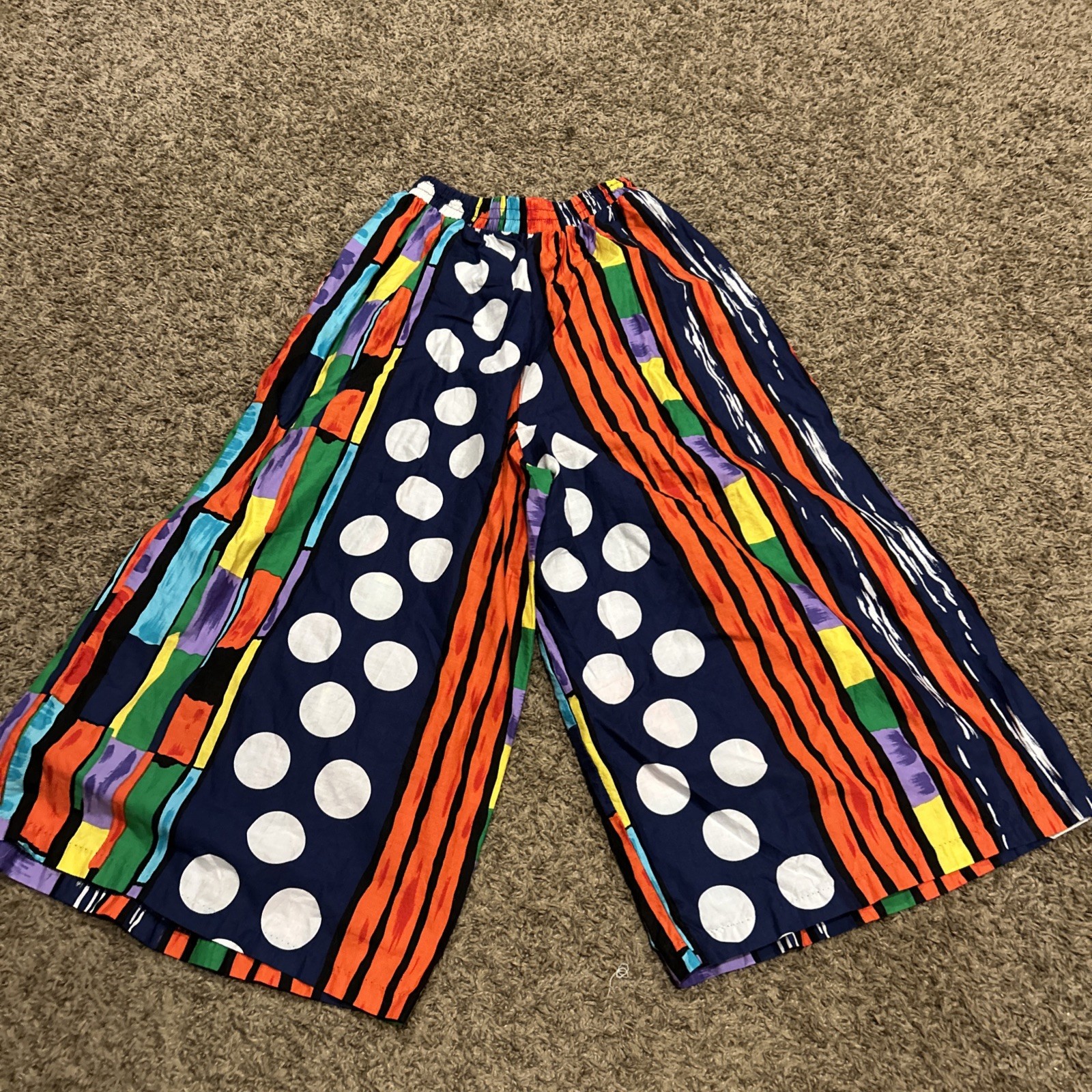 Vintage 80s Bonnie and Bill by Holly Gaucho Pants PS Red Blue Striped B2
