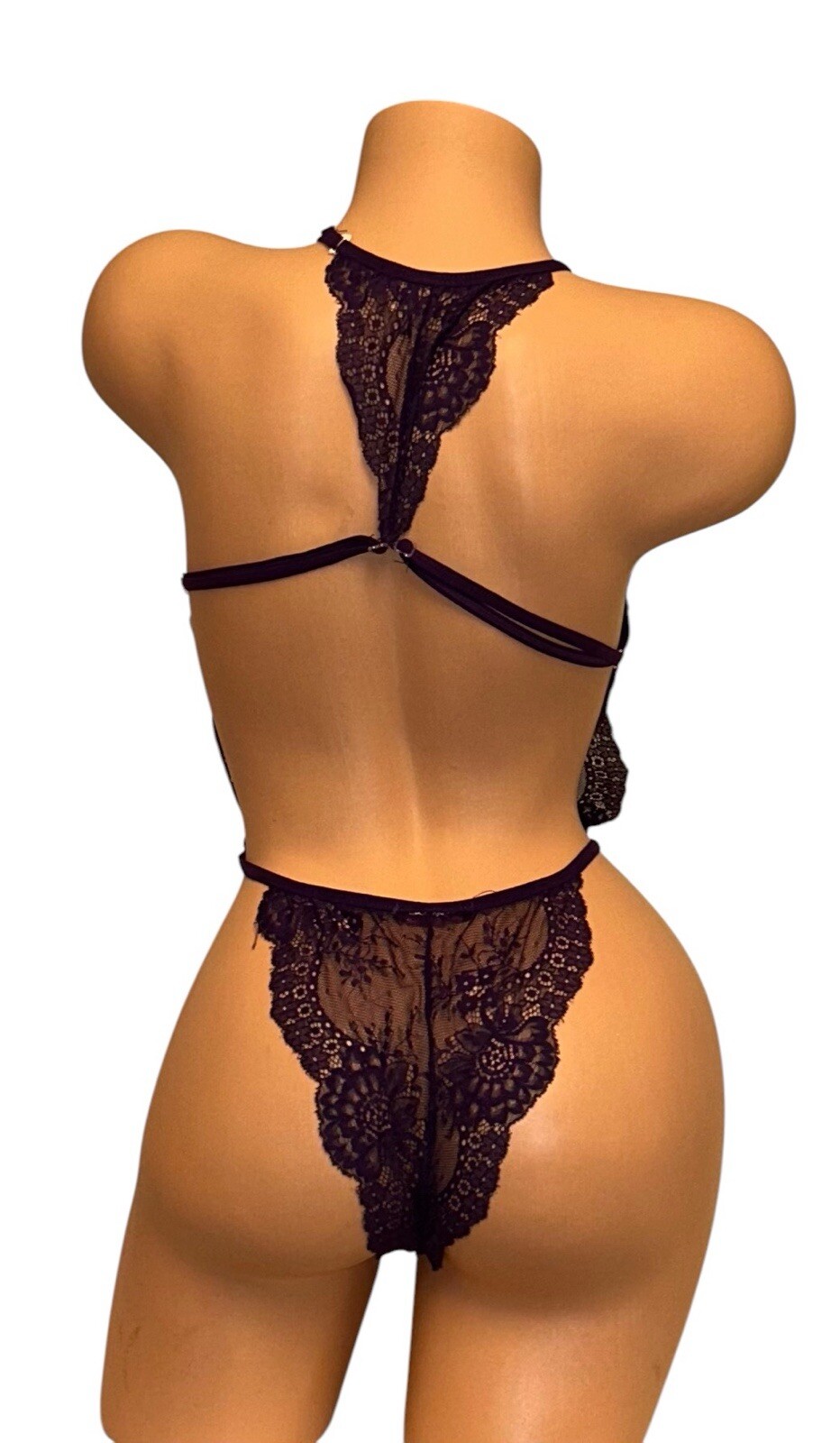 Avidlove Purple Silky Sheer Lace Teddy Nightie Womens S
