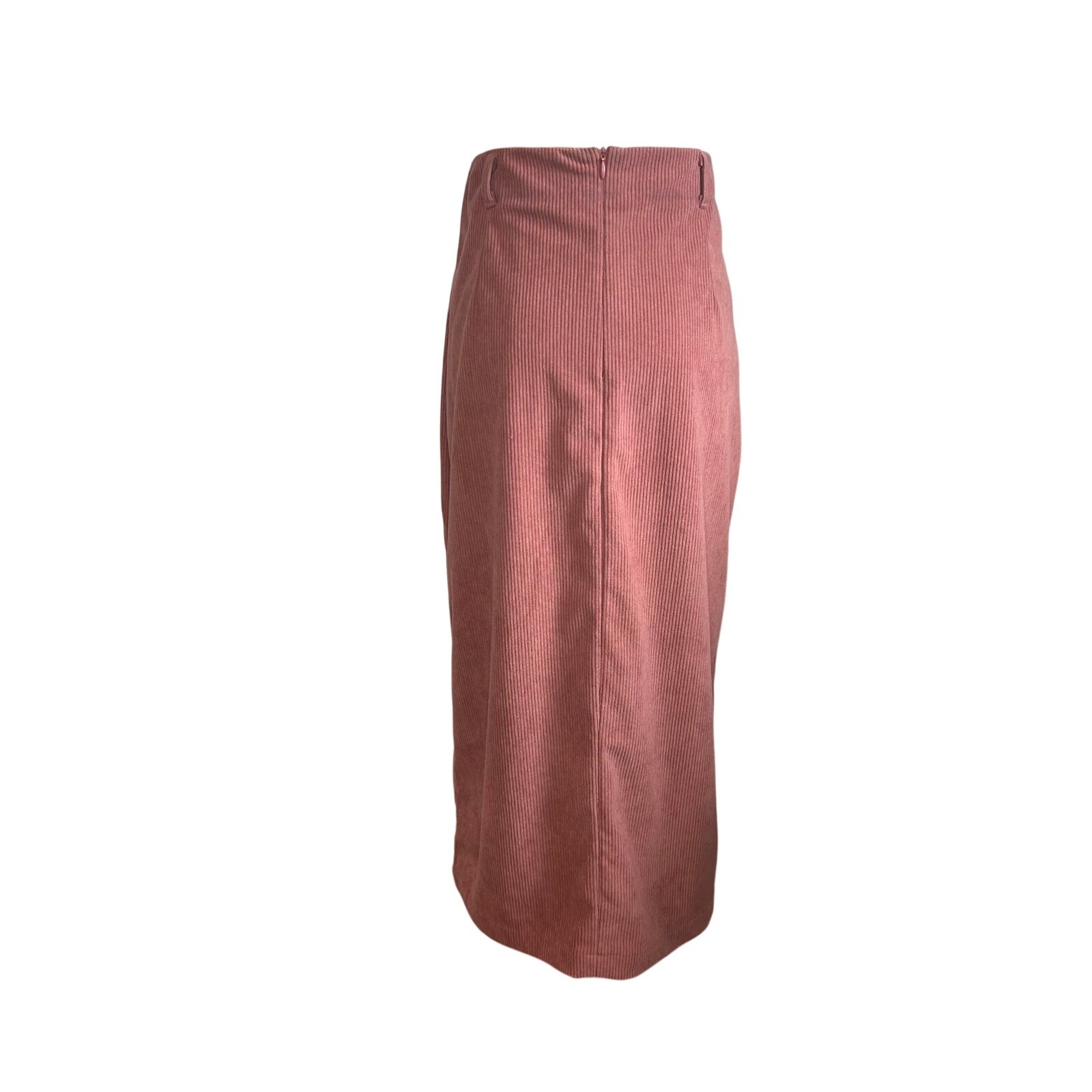 VTG 90s Mauve Thick Corduroy Midi Skirt M Grunge Minimalist Casual Cottage Boho