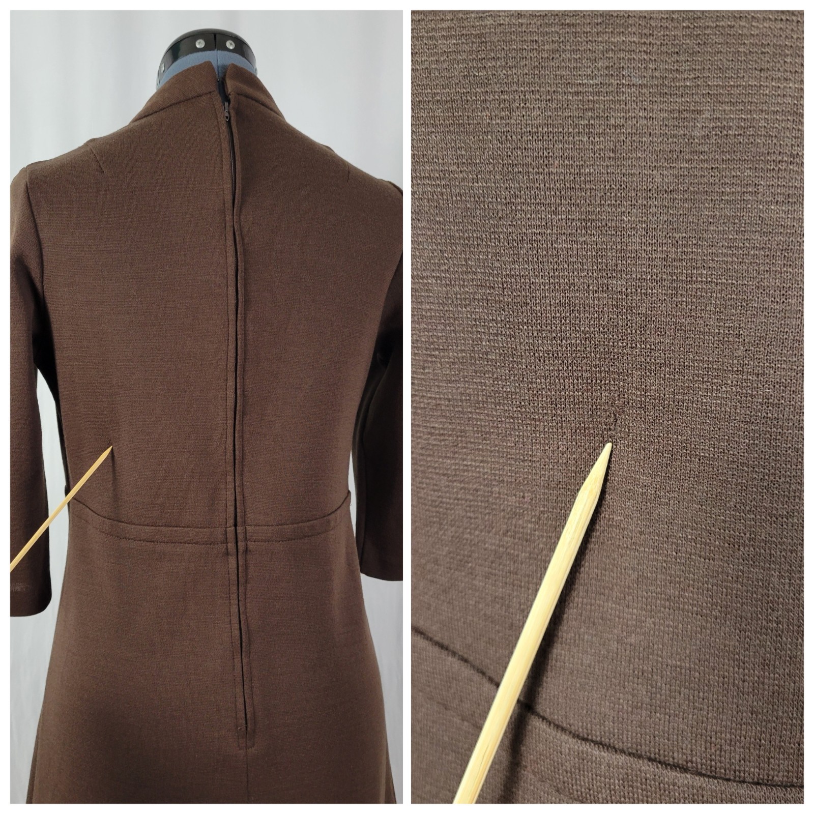Vintage Puritan Forever Young Brown Sheath Dress w Paneled Bodice Size XS/S?