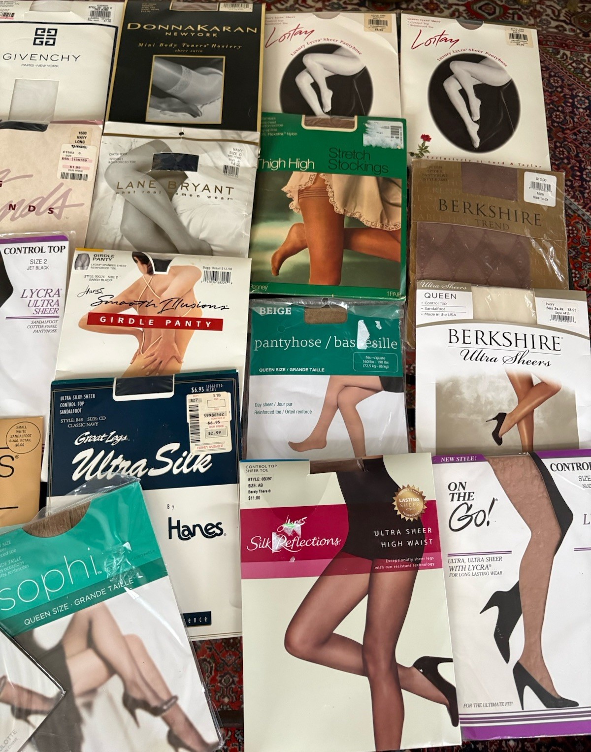 Lot of 27 Pairs of Vintage Pantyhose And Thigh High Mixed Colors Sizes Styles