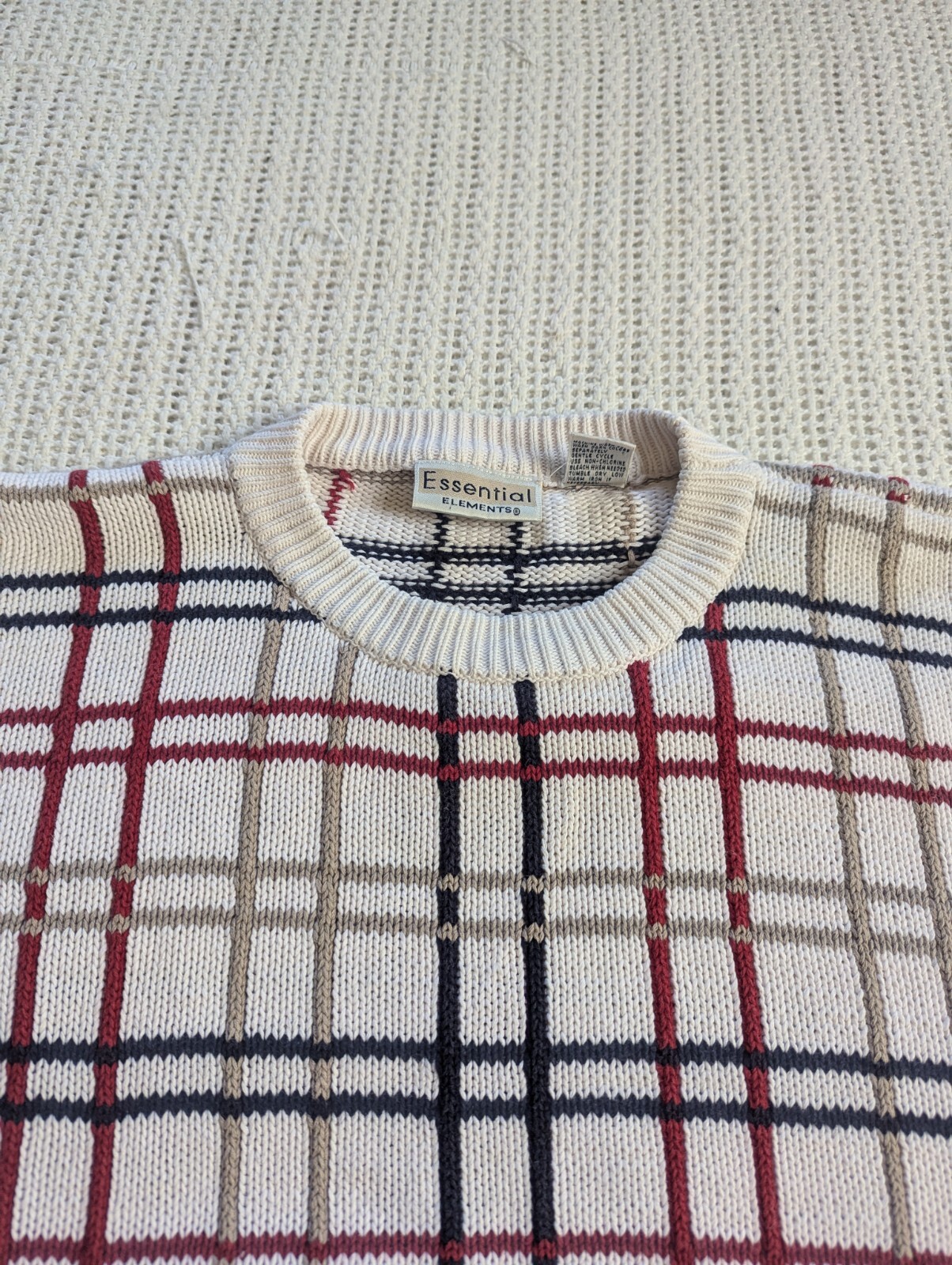 VTG Essential Elements 90s Y2K Crewneck Knit Sweater Womens XS White Multicolor