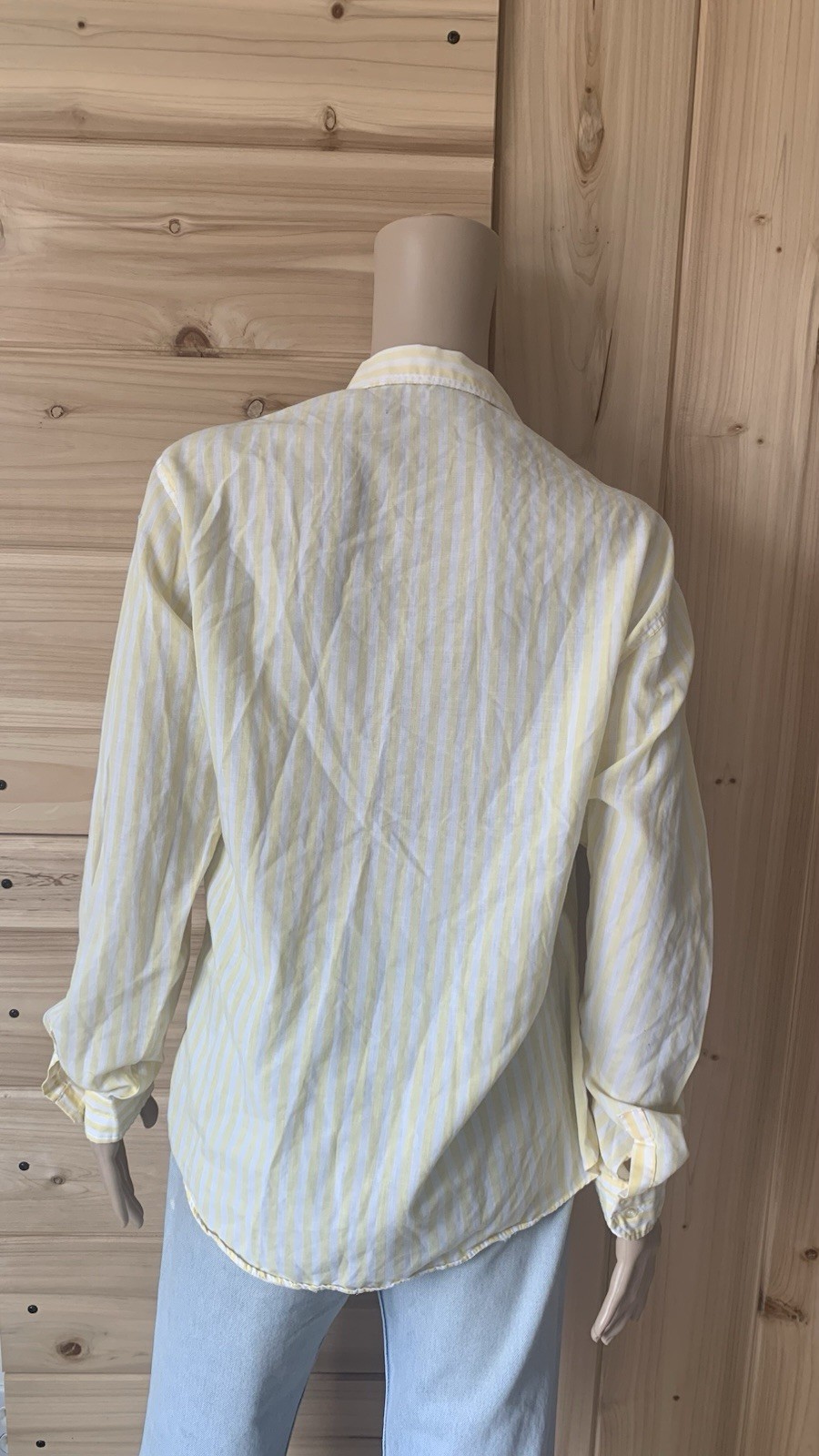 Vintage late 70s early 80s soft lightweight yellow white striped layering top