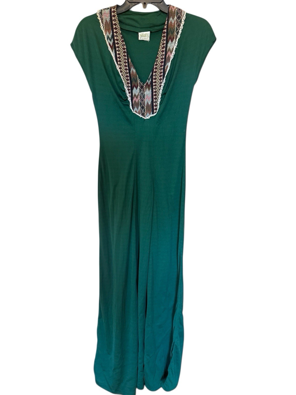 This Is Yours San Francisco Vintage Green Tapestry Maxi Dress Small? See Measure