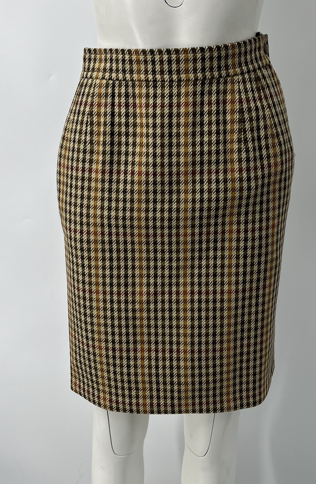 Christian Lacroix VTG Multicolor brown Houndstooth Print Straight Skirt sz 40/S