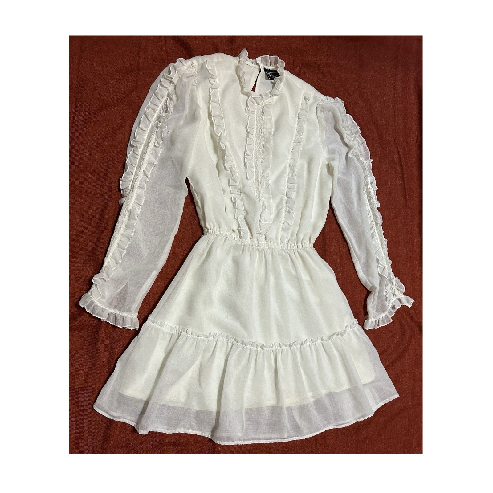 Vintage Dress Small Phase II White Prairie Coquette Long Sleeve Lana Del Rey