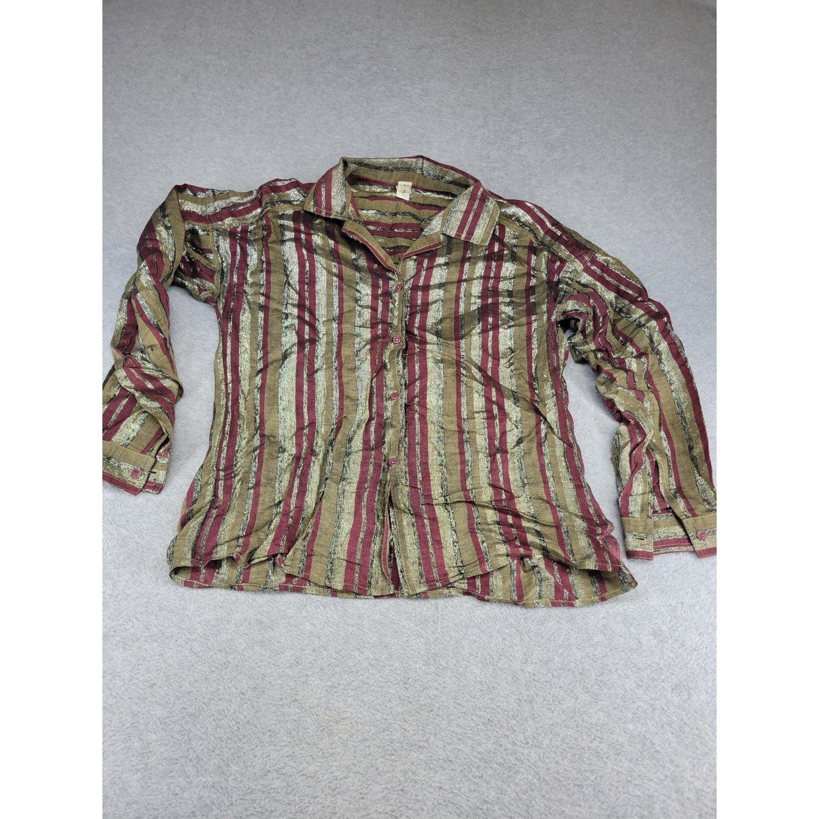 Vintage Anne Klein Metallic Lurex Striped Skirt Set Medium ILGWU USA Made Gold