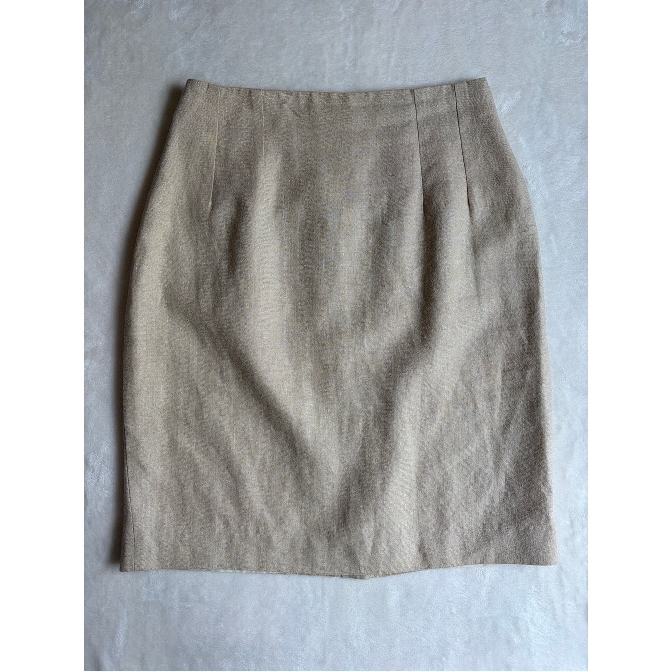 Vintage Carol Horn Workshop Linen Pencil Skirt – Beige / Oatmeal – Size 8