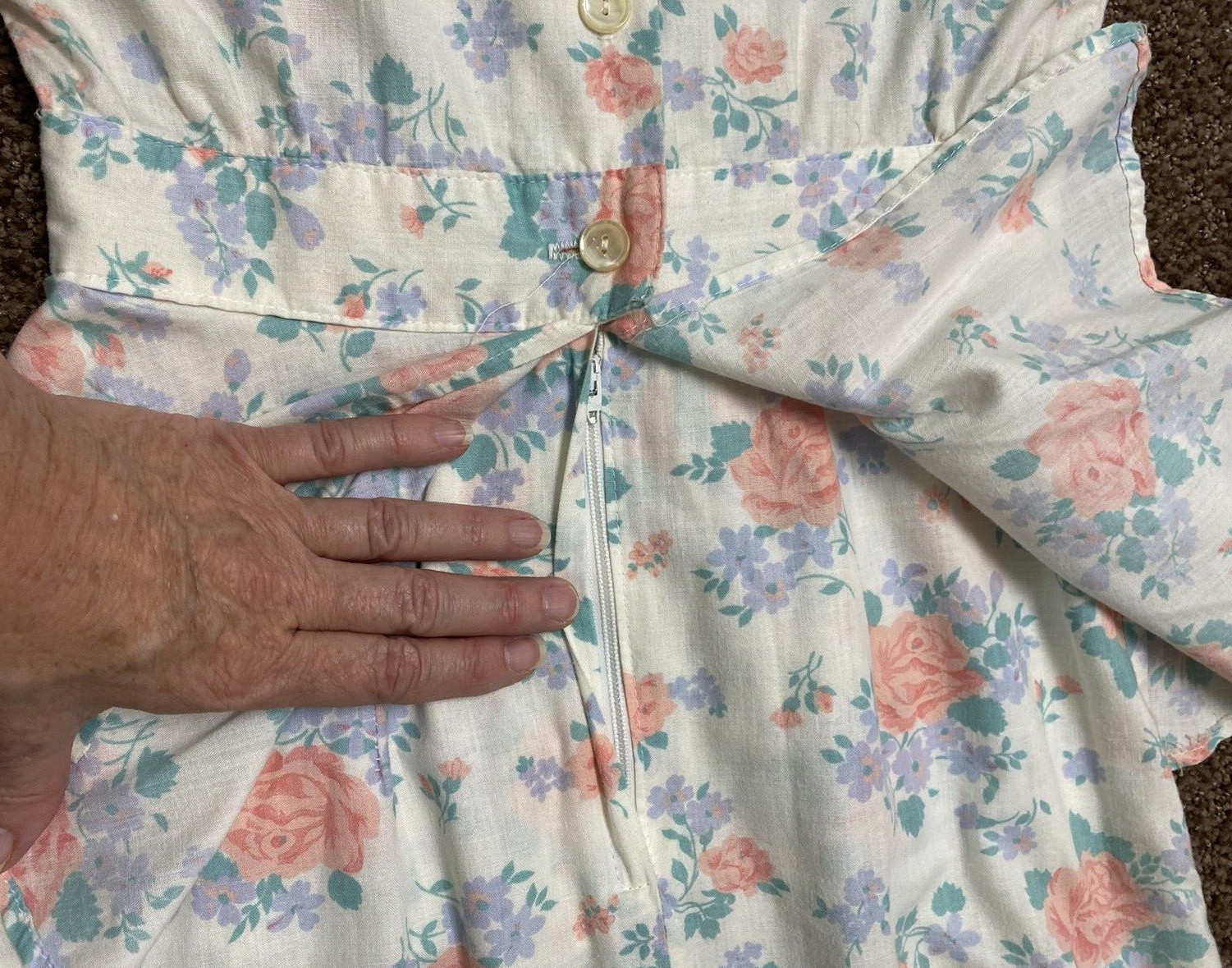 You Too Babes Dress Vintage 1980’s Size 3 Tiered Floral Pleats Shoulder Pads