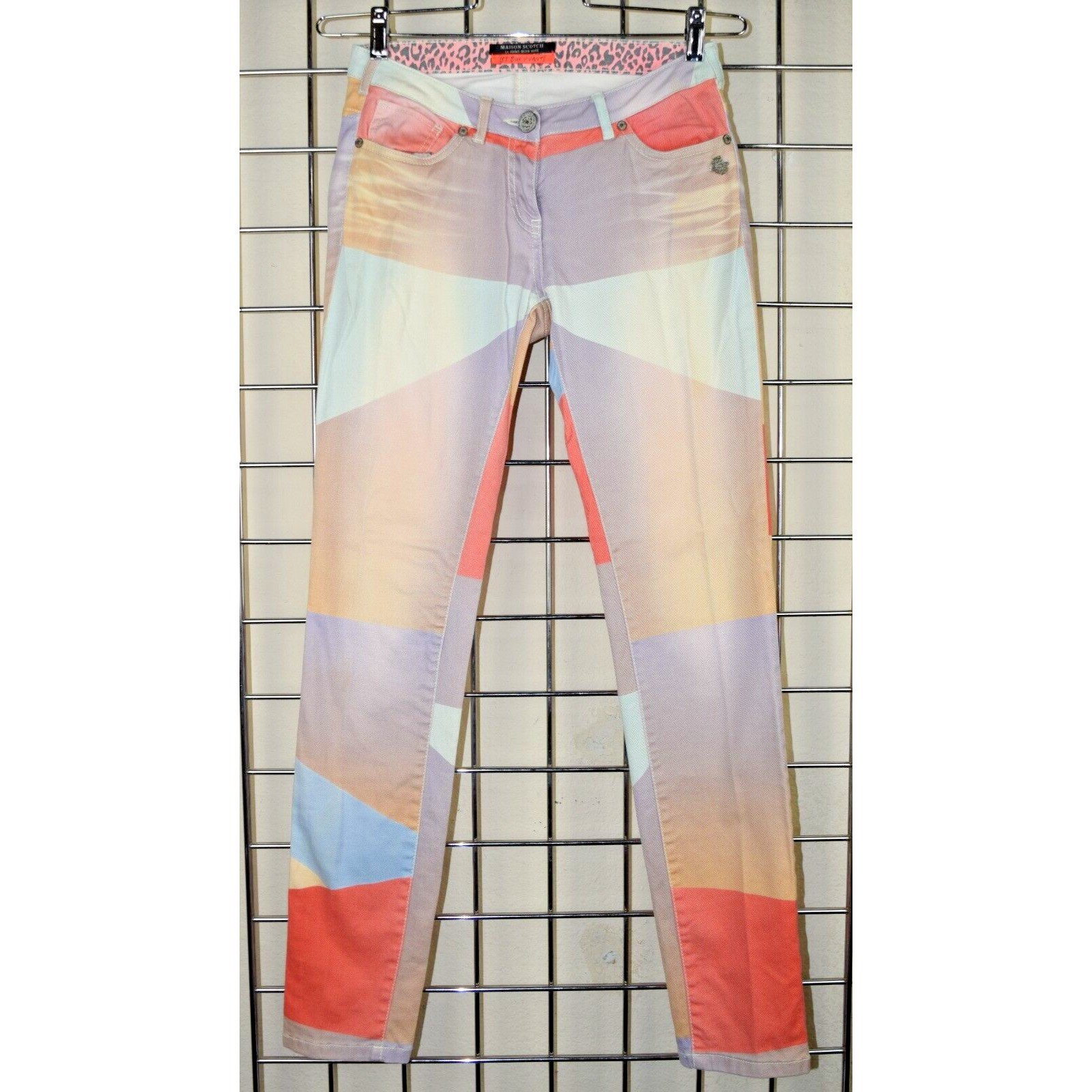Vintage Maison Scotch Pants 28 x 29 S/M 90s Purple Orange Geo Shapes CottonBlend