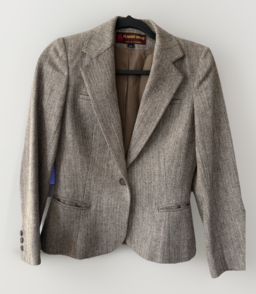 PBDi Peabody House Women’s Equestrian Wool Tweed Blazer S 5/6 Made In Romania