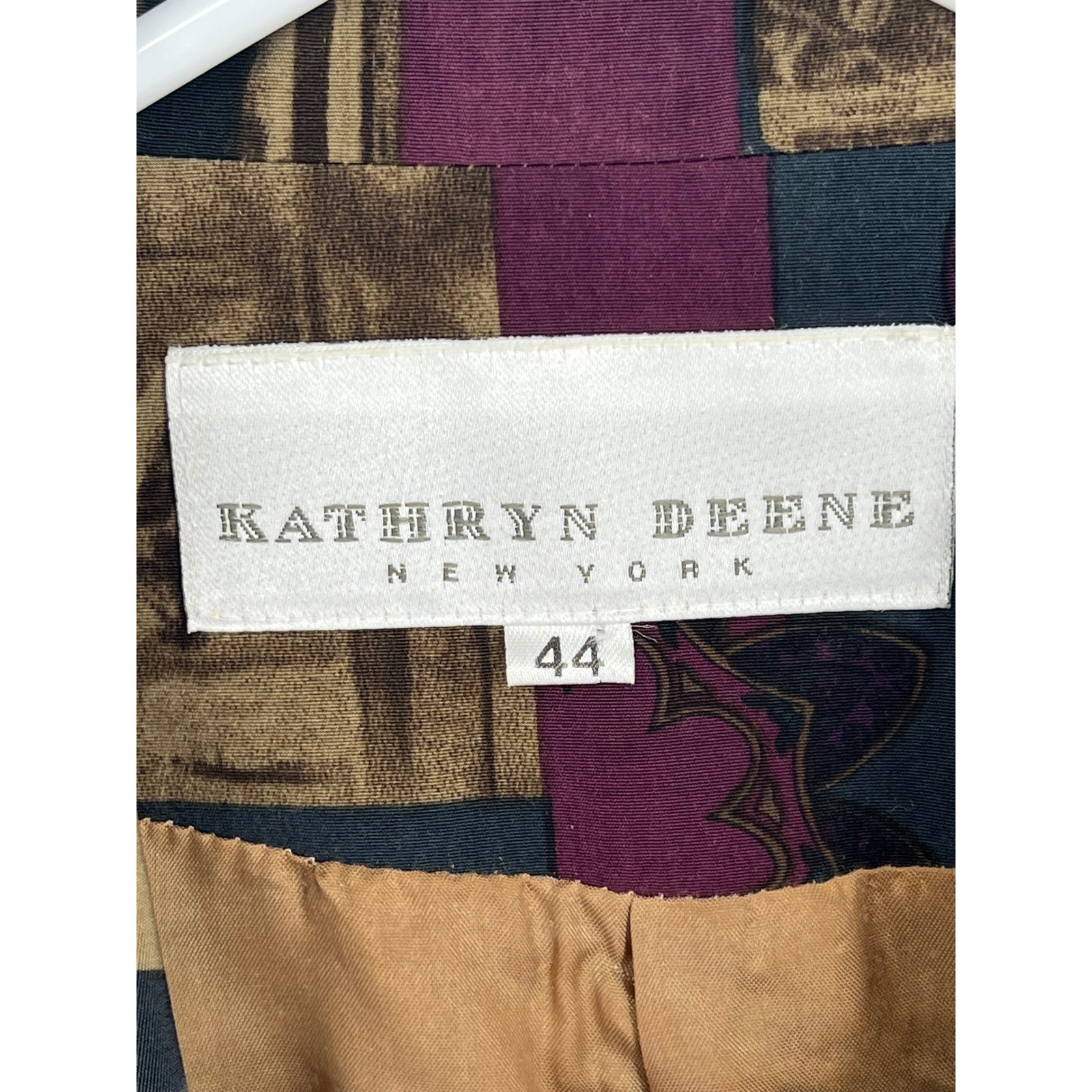 Kathryn Deene New York Vintage Architectural Print Blazer Purple Teal Size 44