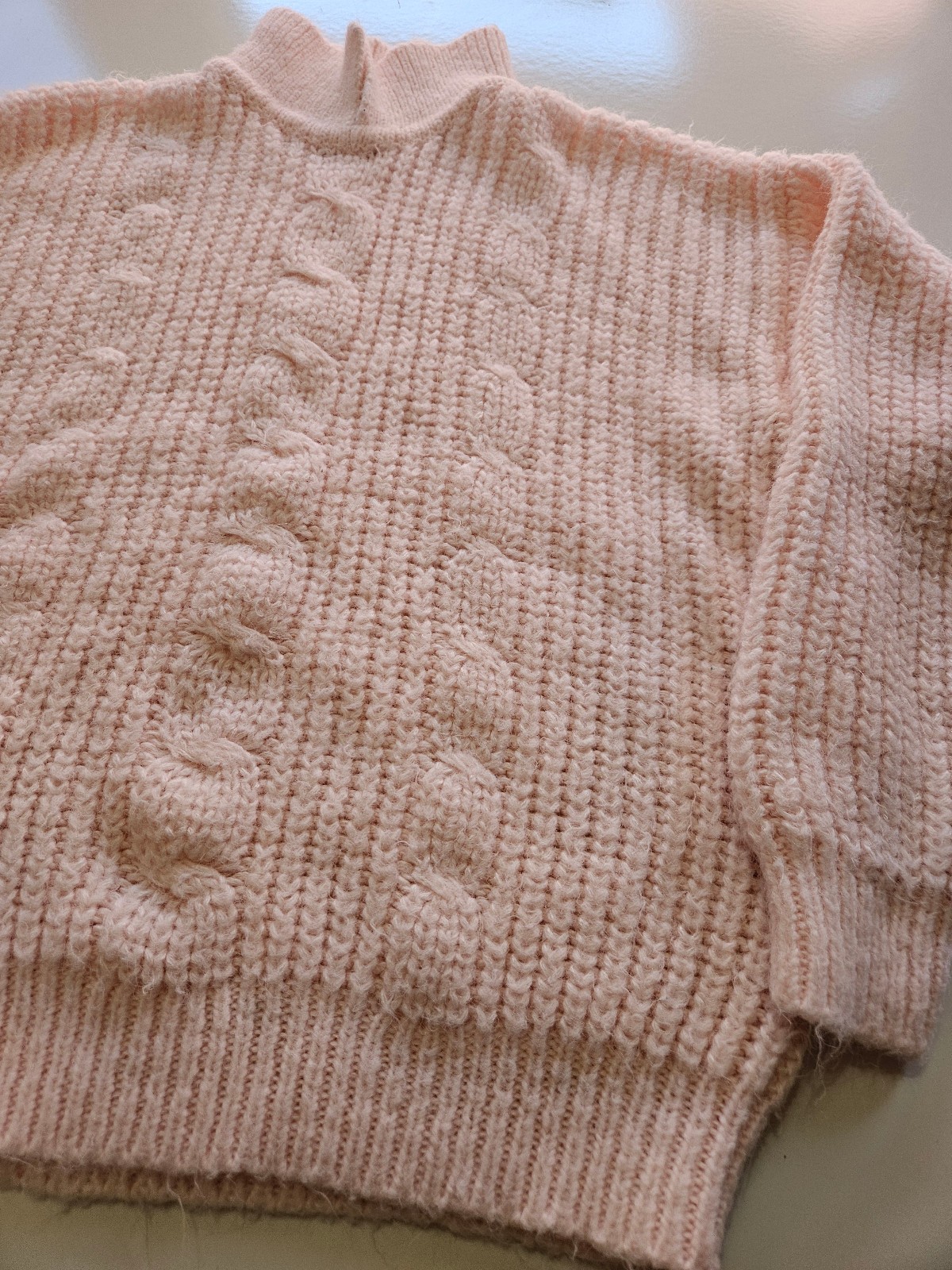 Vintage 80s Tarazzia Pink Cable Knit Sweater Acrylic Fuzzy Look Chunky Knit Med.