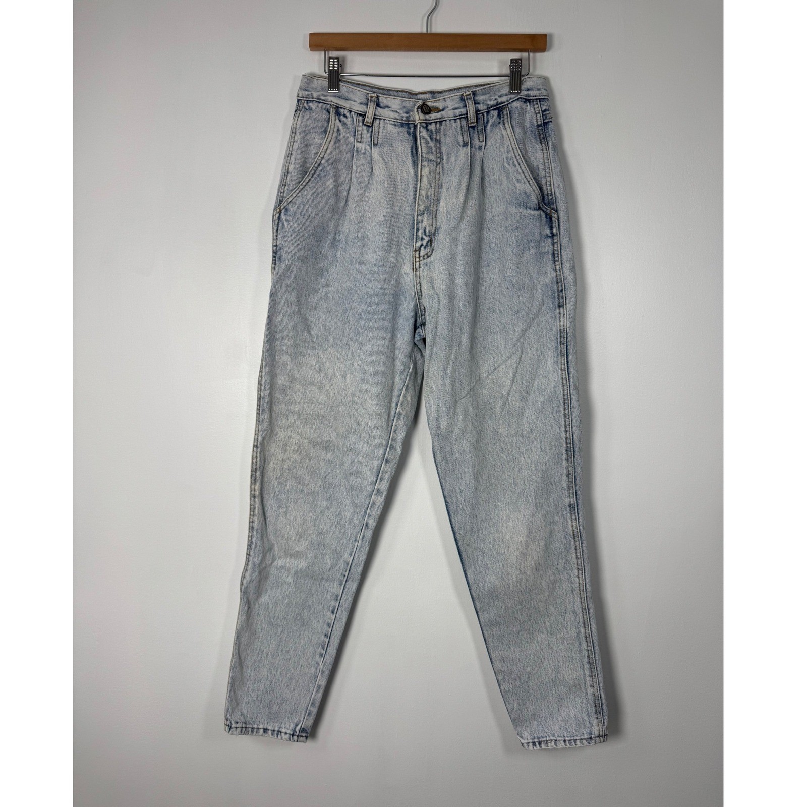 Vintage 80s Bill Blass Womens 12 Mom Jeans Light Acid Wash High Rise Denim