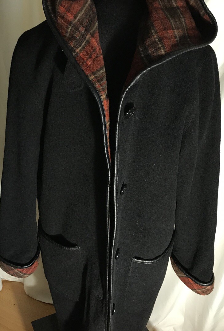 Tall Girl Black & Plaid Car Coat Vintage Women’s Size M/M