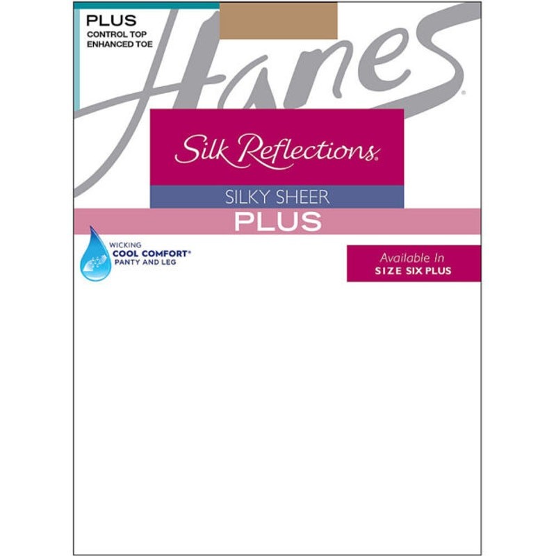VTG Hanes Silk Reflections Plus Sheer ControlTop Enhanced Toe Pantyhose 00P16NIP