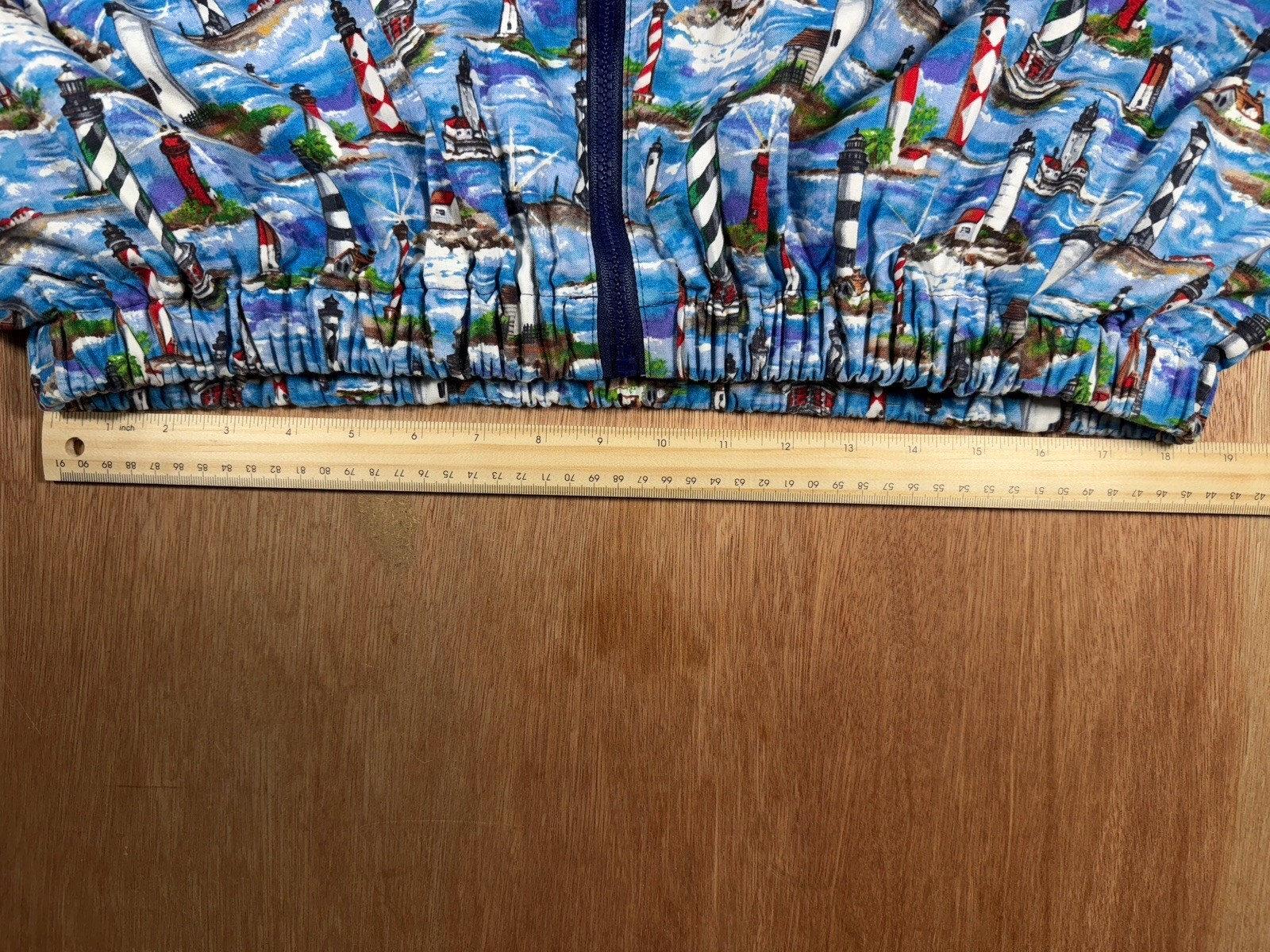 Vintage Lighthouse Coastal 70-80’s Cottage Bomber jacket Women XL Grandma Whimsy