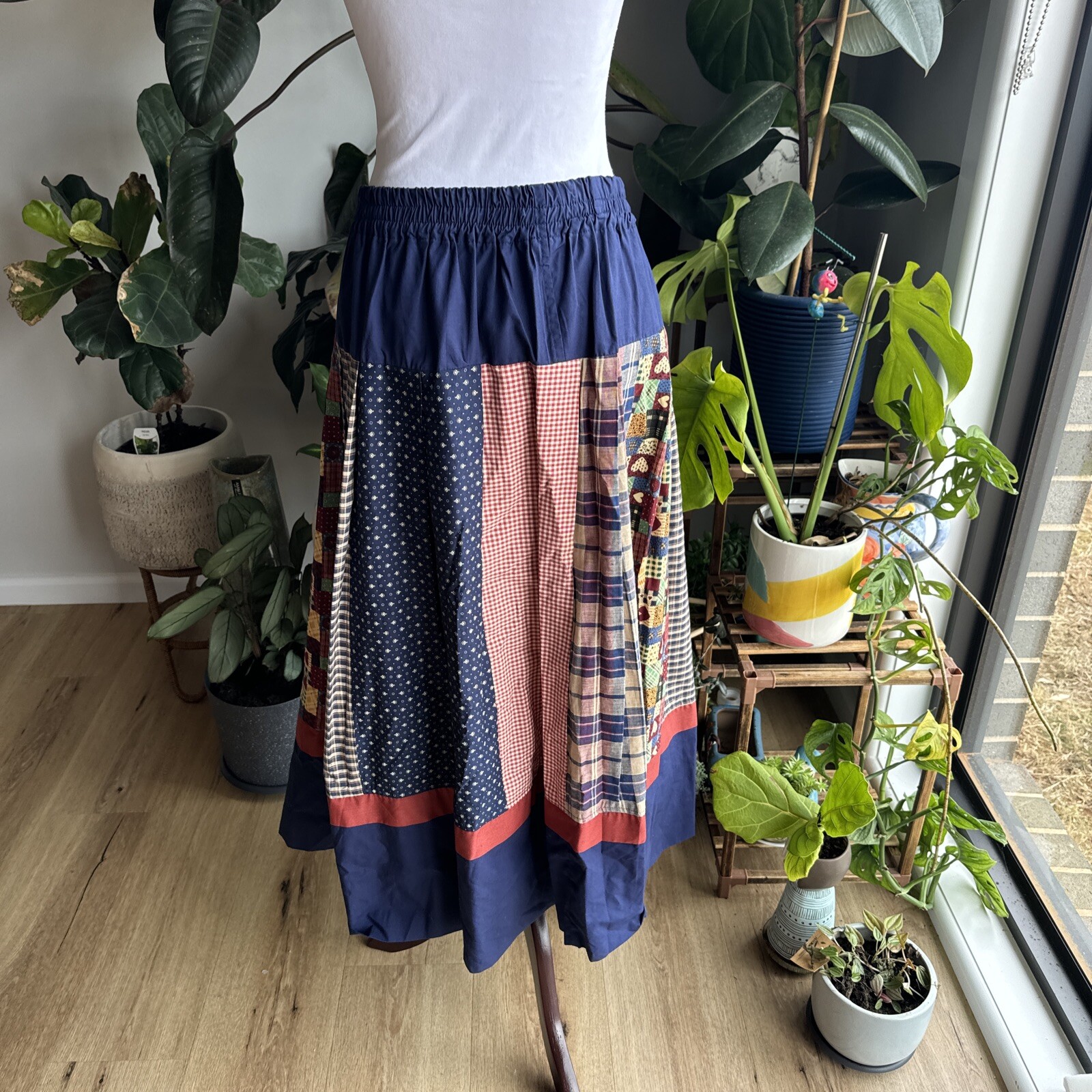 RARE Vintage Midi Maxi Skirt Patchwork Made In Australia Fits M/L 118cm Waist DS