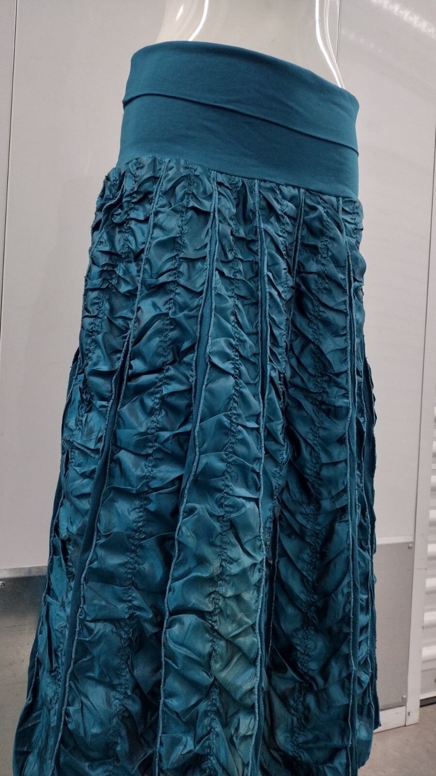 Vintage Grunge Teal Draped Skirt Midi Goth Lycra Stretch Zashi India New 90s