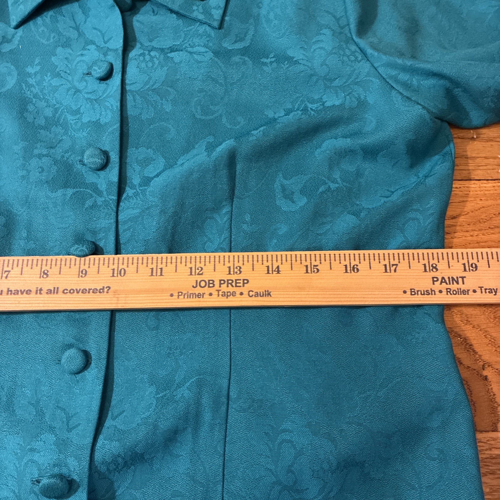 VNTG Women Teal Blue Jacket Shirt Buttons Lace Embellished 10 P Blue Unique 90s
