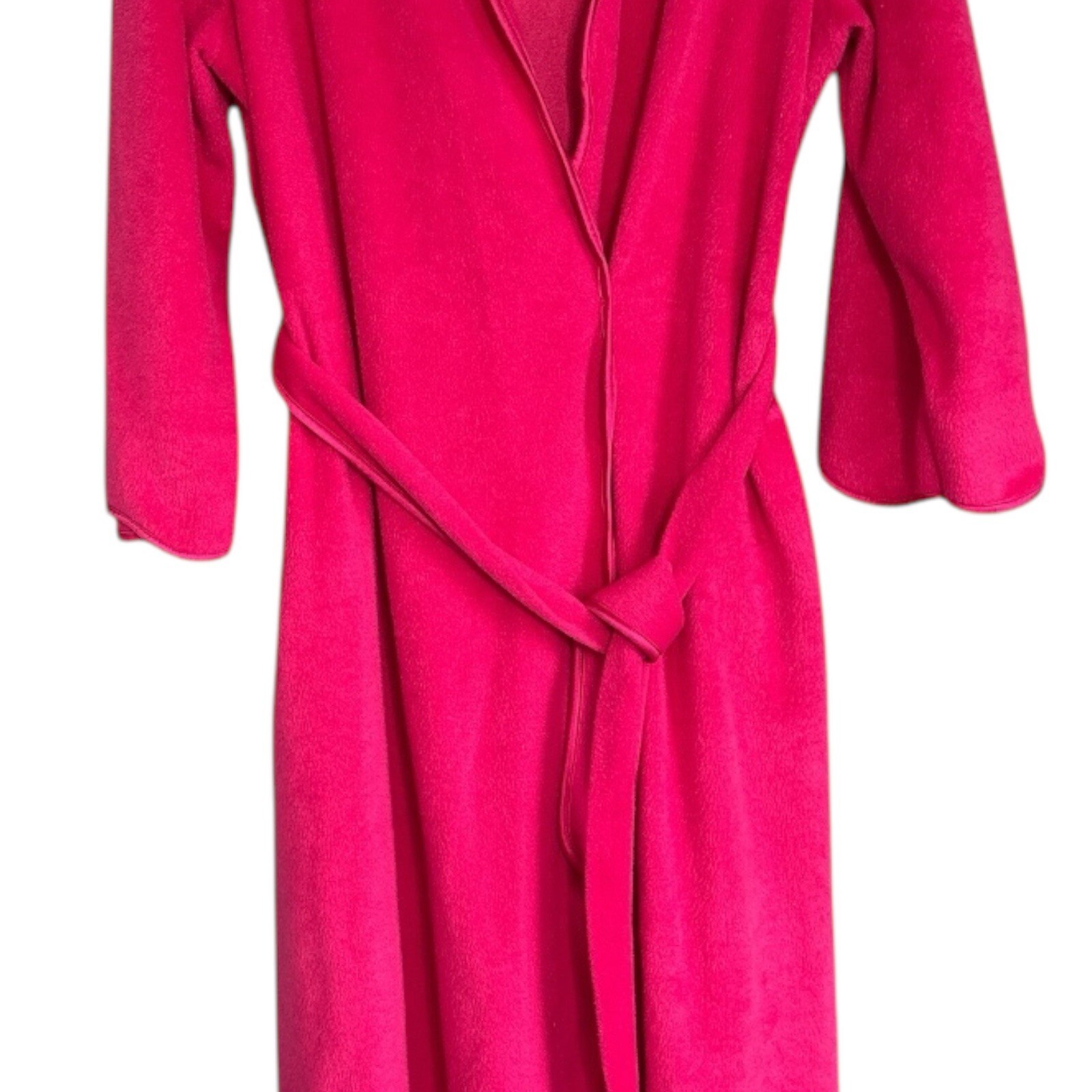 Vintage Vanity FAIR Pink Fuchsia Robe House Coat Wrap Around Pockets ￼