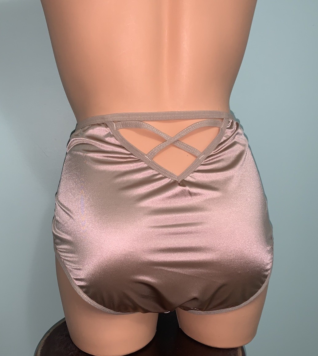NEW Glossy Secret Stretch Satin XL Hi Cut Bikini Brief Panties SILKY!! 2nd Skin