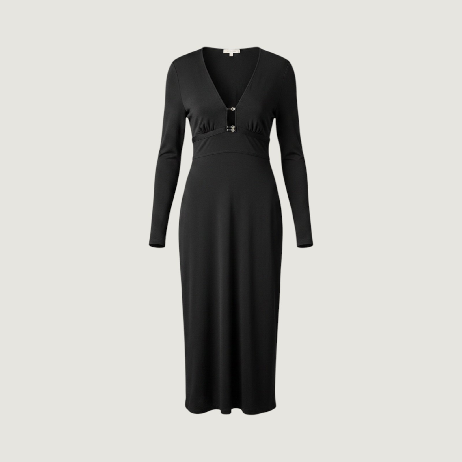 Vintage Gianni Versace Couture Black Medusa Zip Midi Dress IT 44