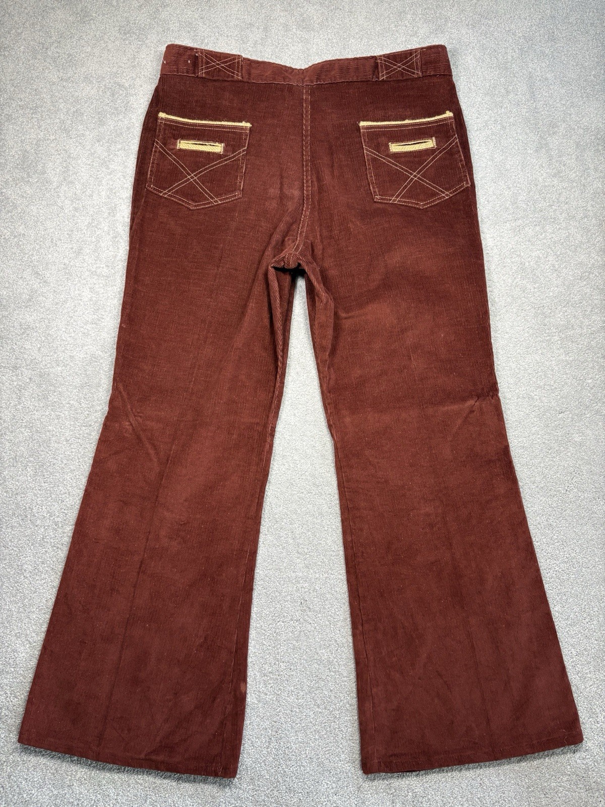 1960s Flare Corduroy Bell Bottoms Rust Red Vintage Talon Zipper Size 38×29