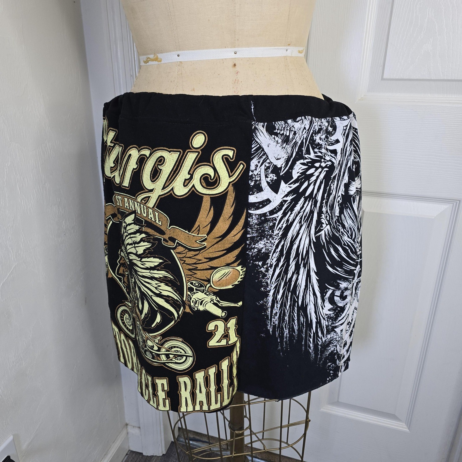 Upcycled Sturgis Mororcycles and skull Streetwear One of a Kind. One Size Plus